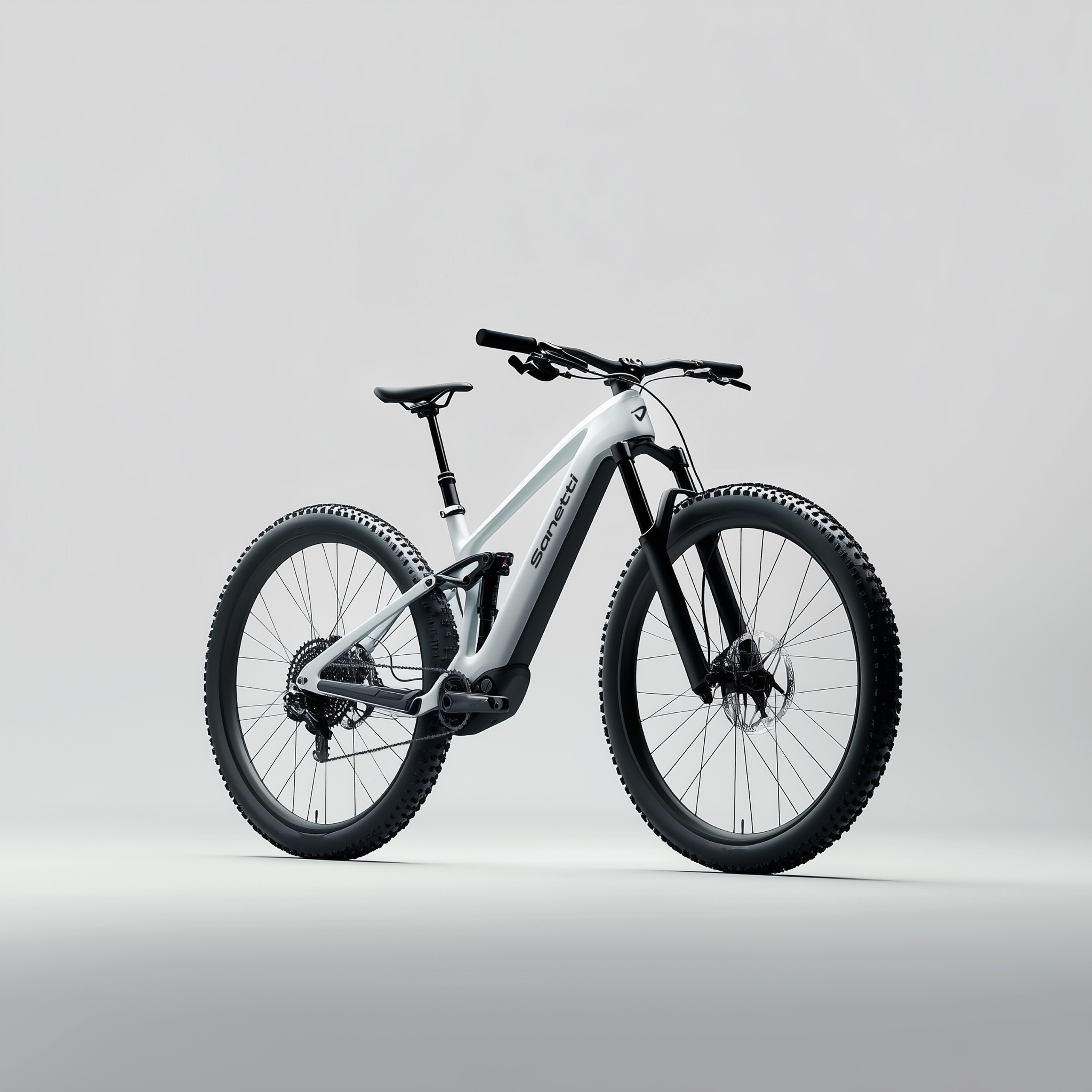 a gray bicycle with the word sram on the front