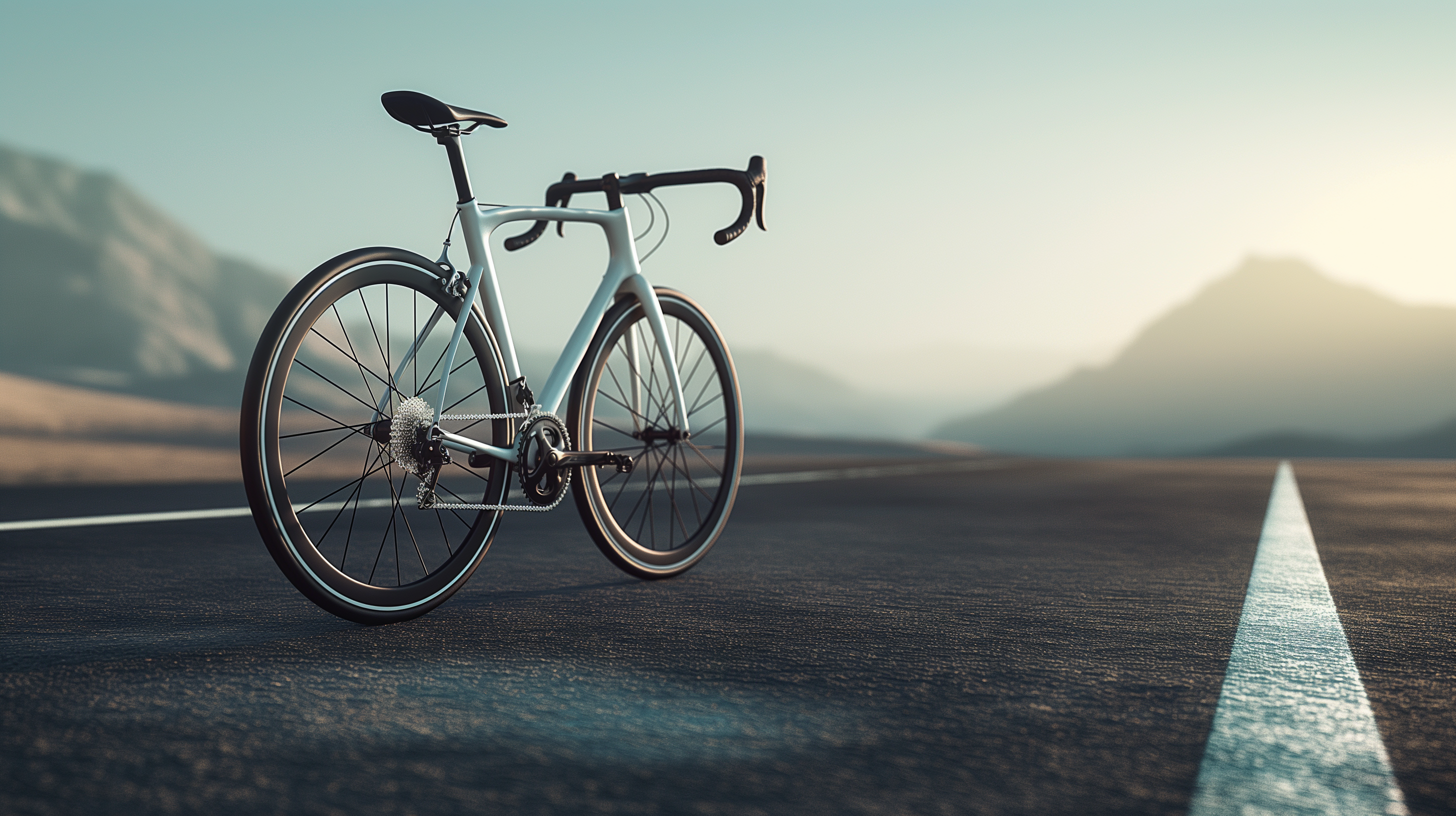 a bicycle is parked on the side of a road