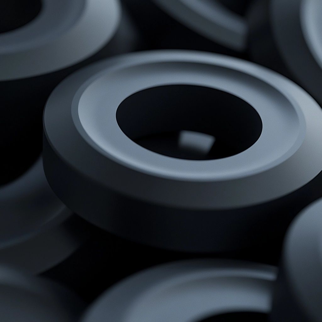 A close up of a pile of black rubber.