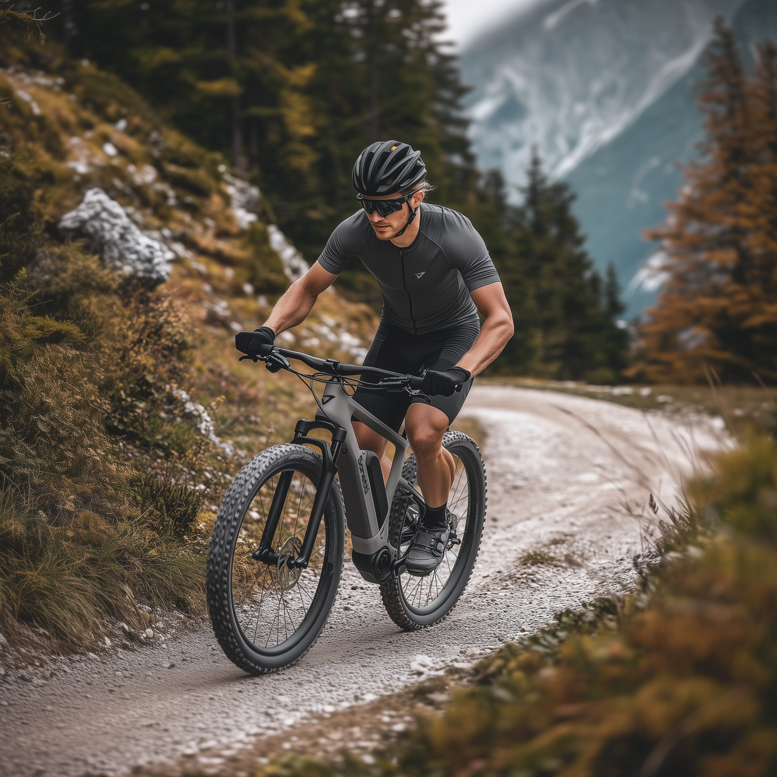a man riding a bike on a dirt road