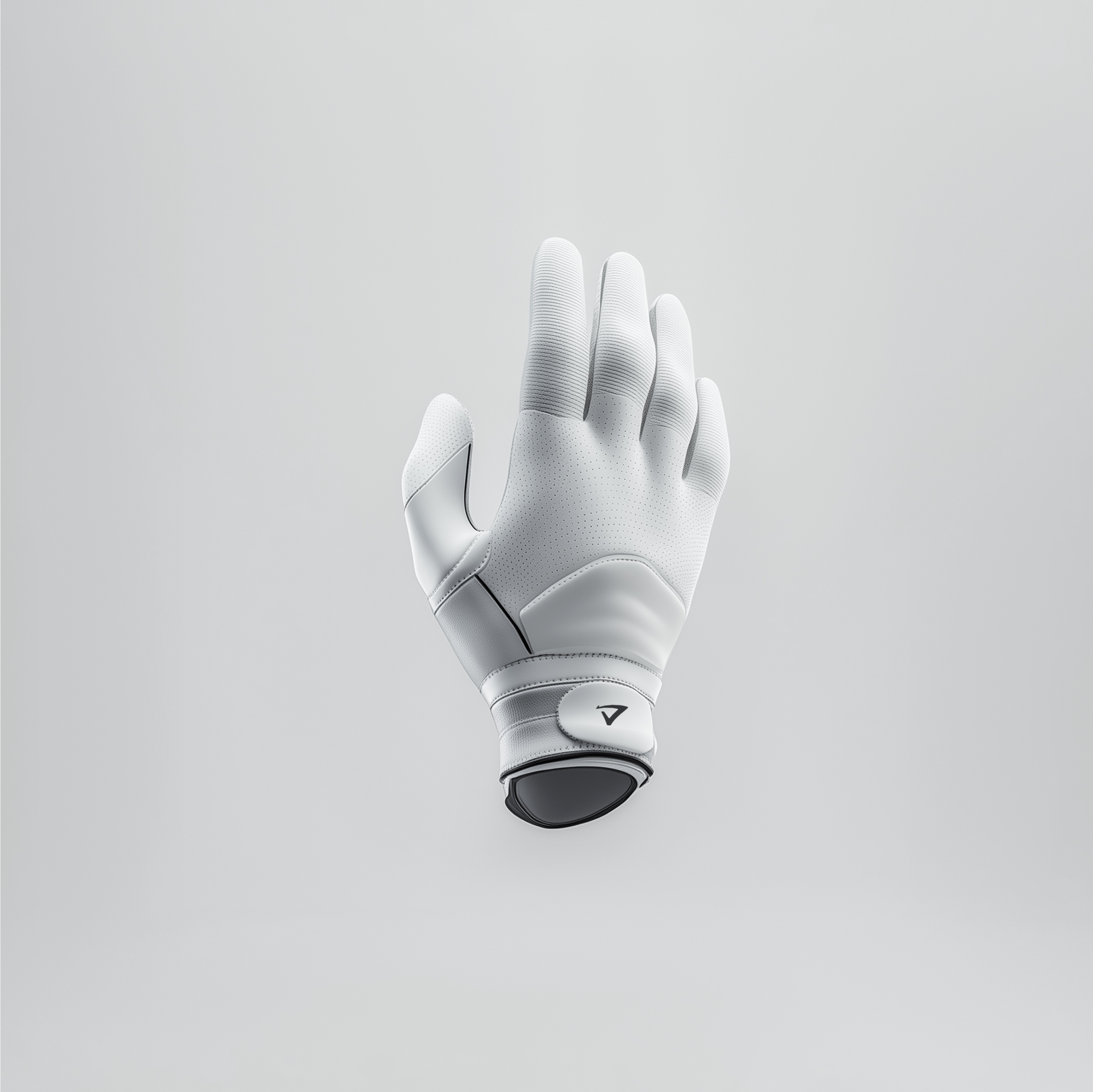 a white glove with the letter v on it