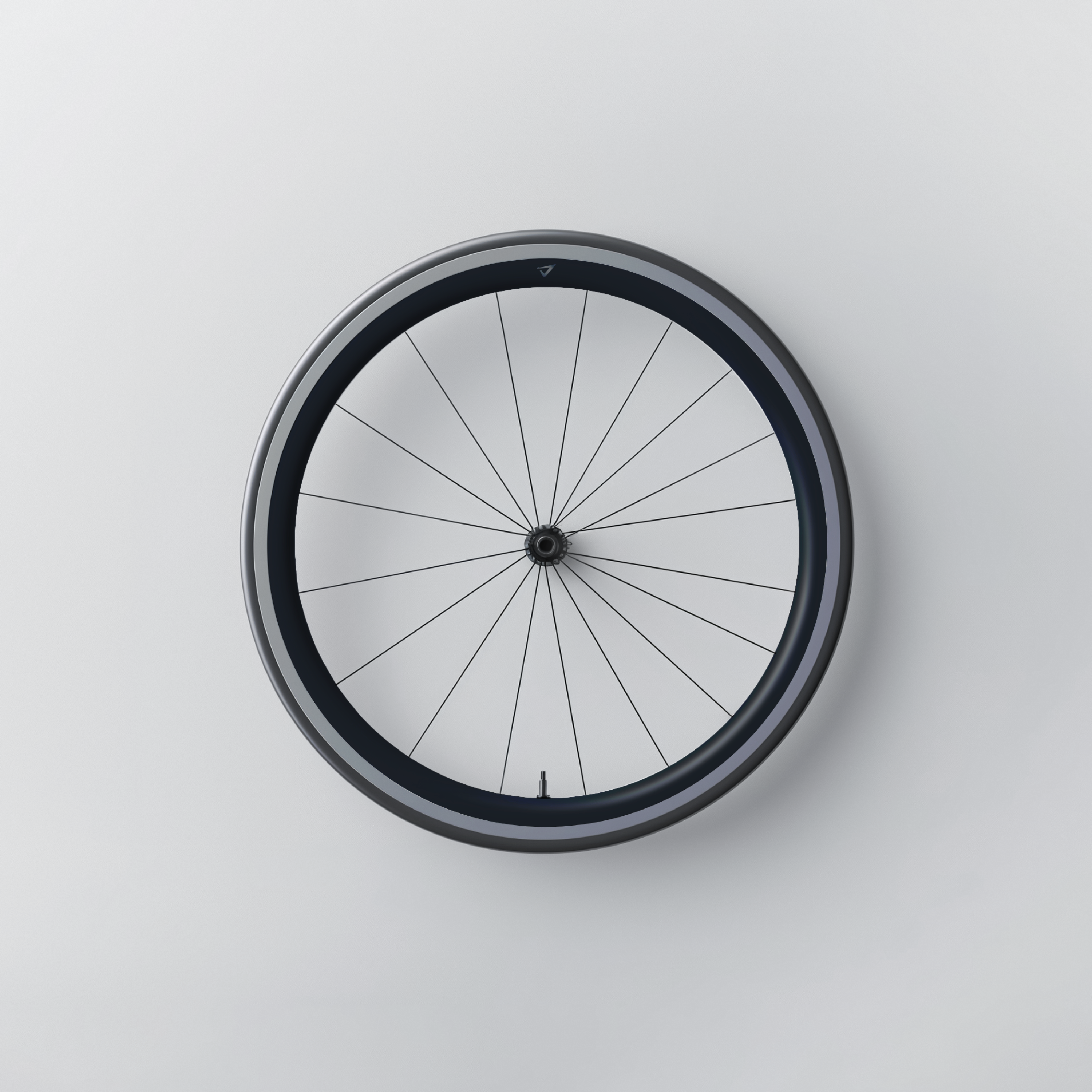 a bicycle wheel with the letter v on it