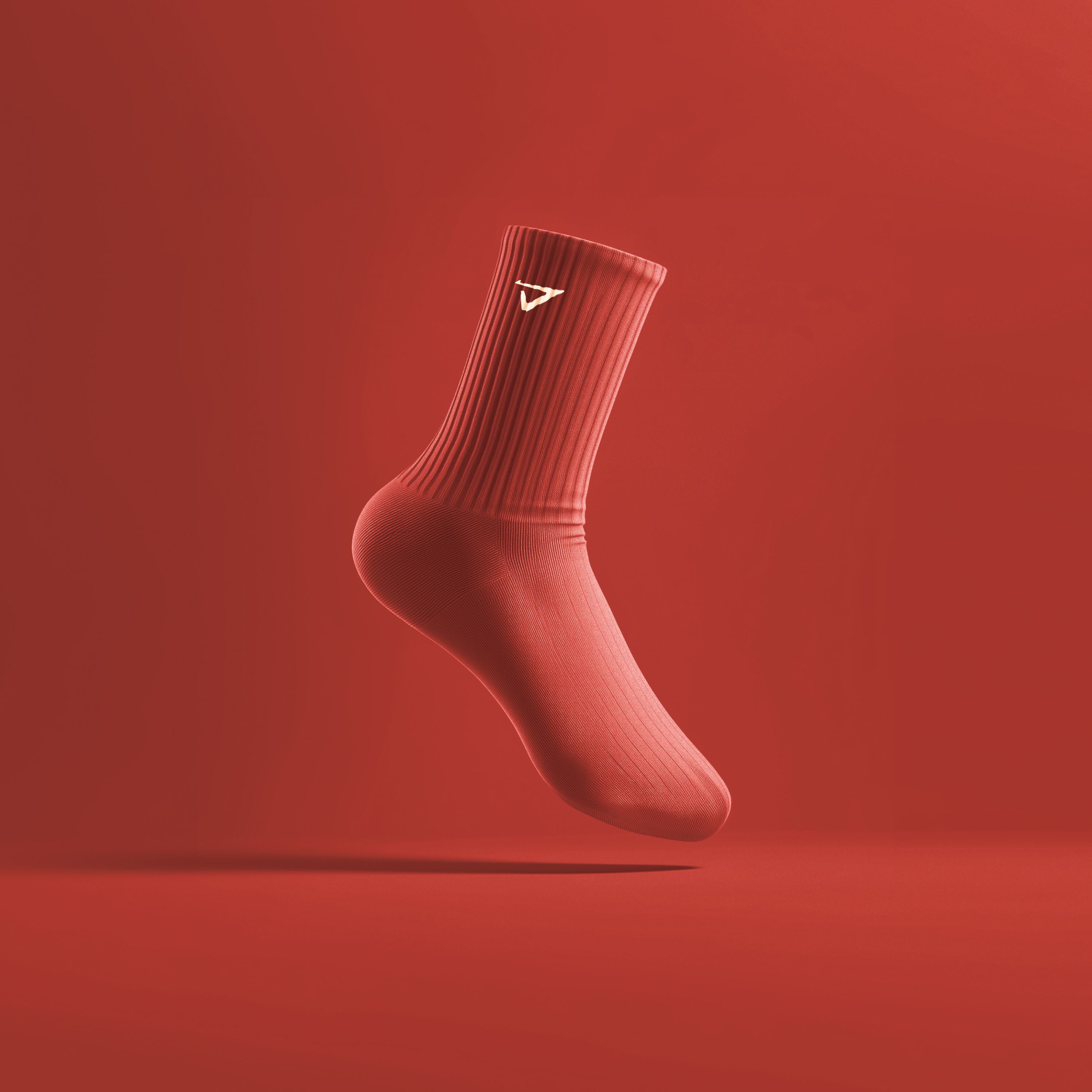 a red socks with the letter a on it