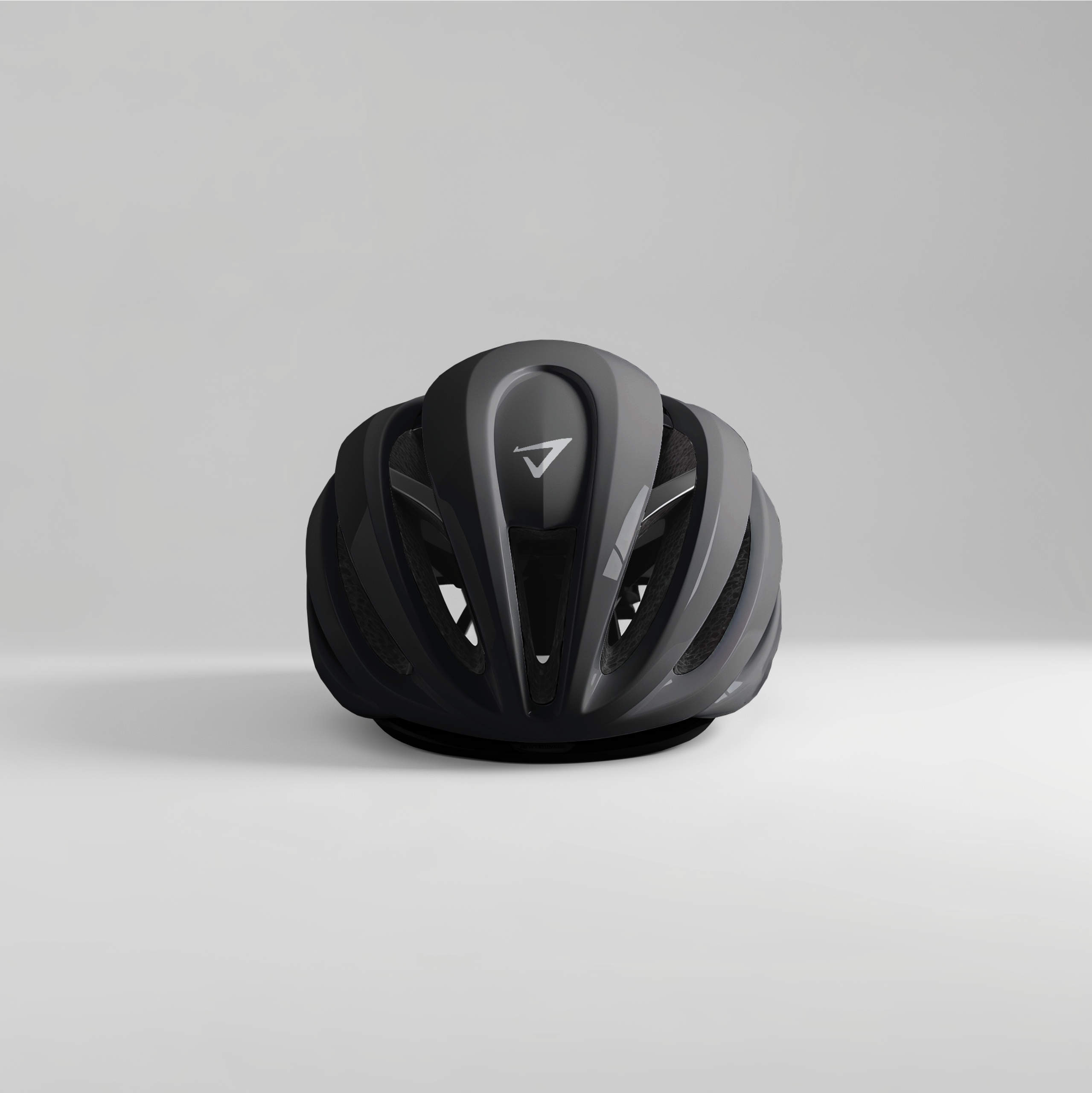 a black helmet with the letter v on it