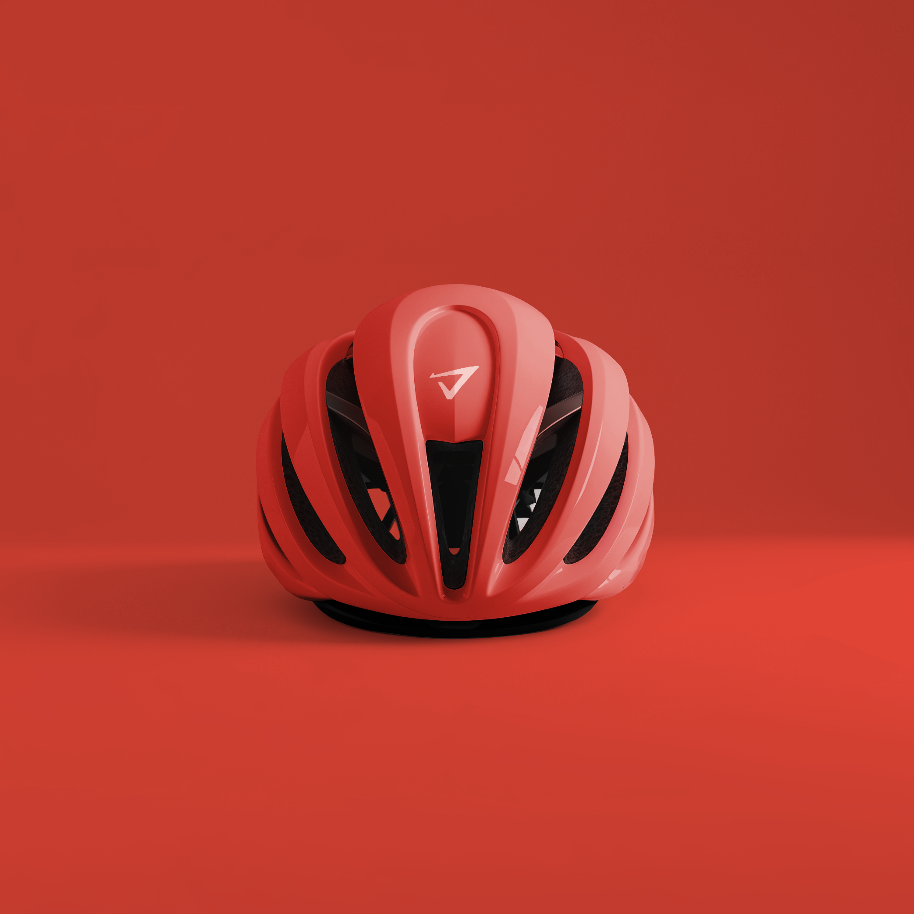 a red helmet with the letter v on it