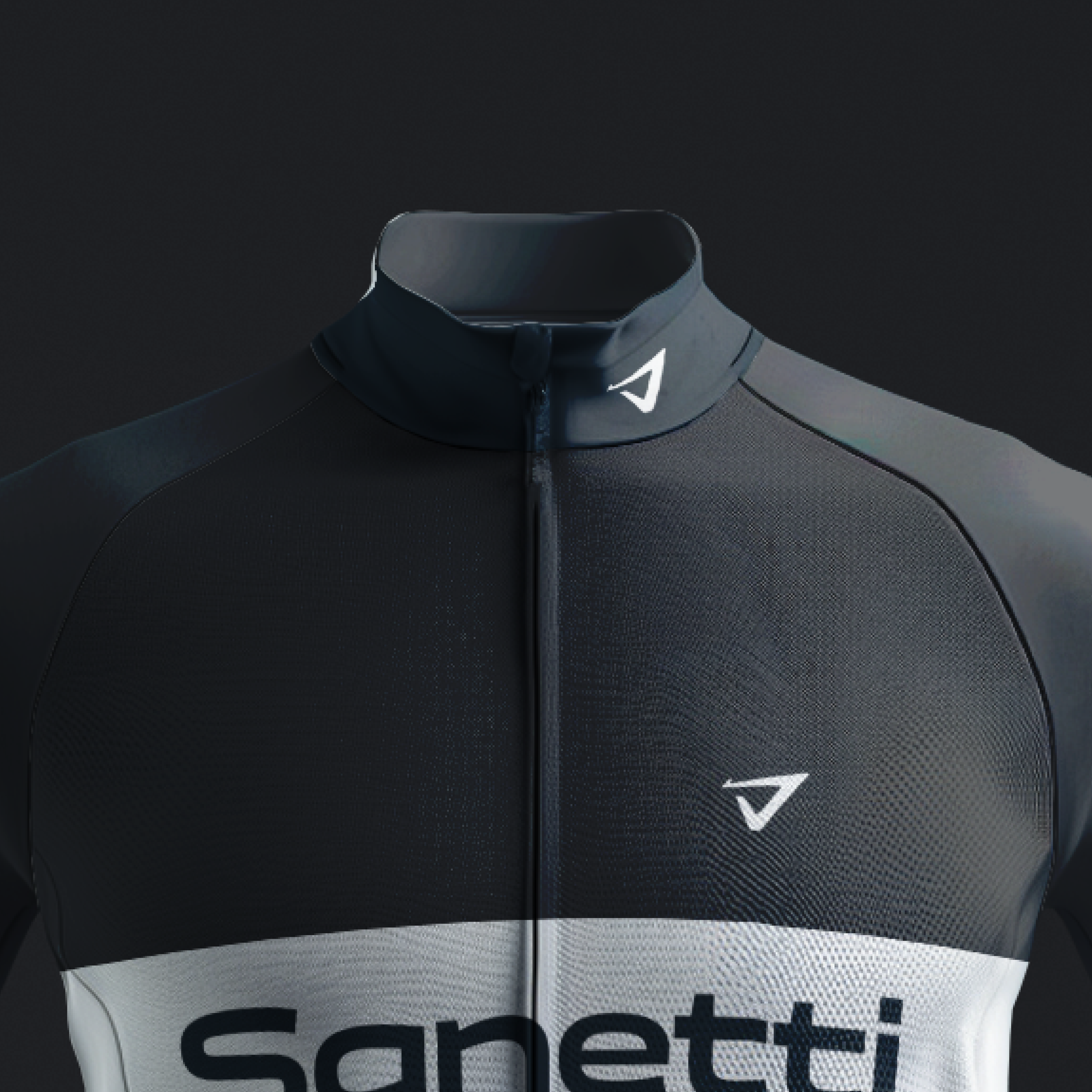 a black shirt with the word sanetti on it
