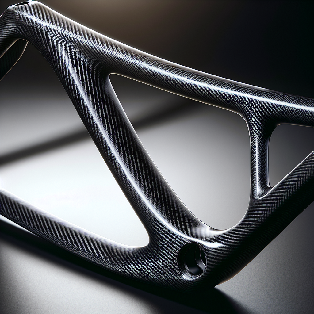 a close up of a carbon fiber bicycle frame