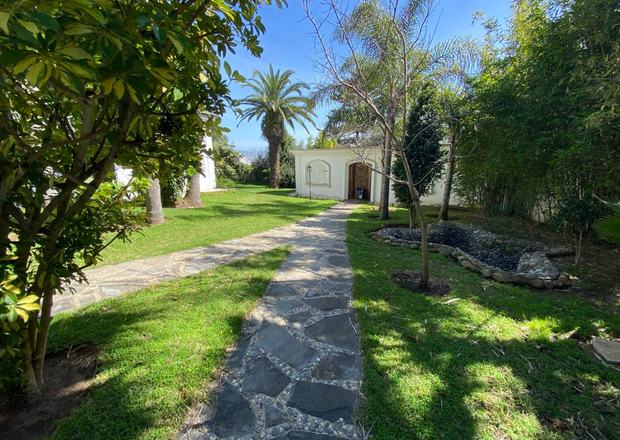 Garden and walkway of a villa in Tangier