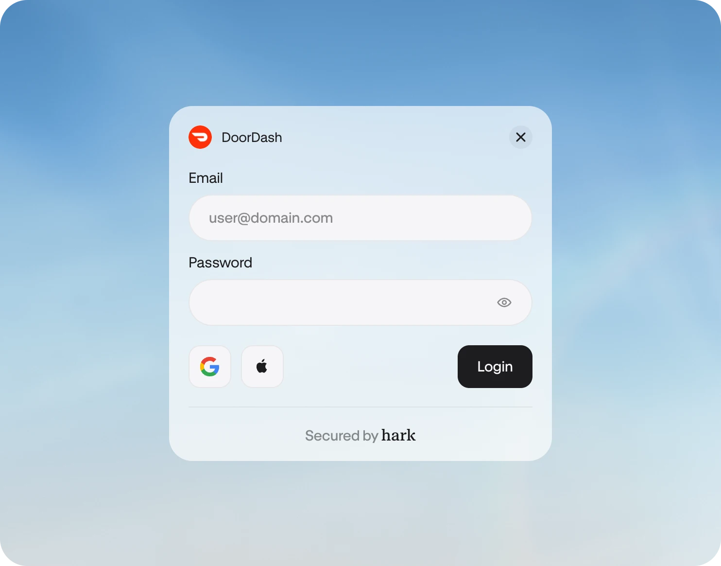 Janela de login com cofre de credenciais