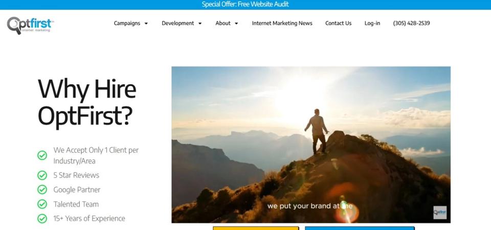OptFirst Internet Marketing Hero Image