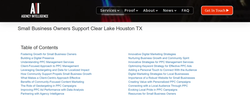 Agency Intelligence (Clear Lake Coverage) Hero Image Agency Intelligence (Clear Lake Coverage) Hero Image
