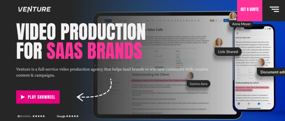 7. Venture Videos - Video Production Experts for SaaS Brands