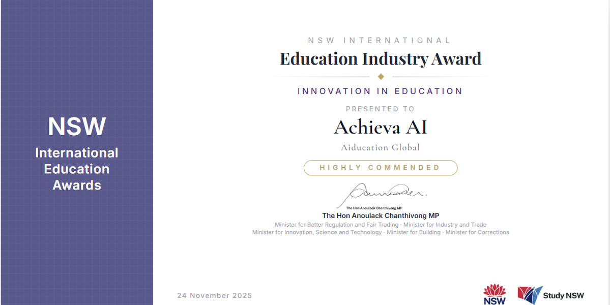 Australian Startup Achieva AI Wins Government Innovation Award for EdTech Platform