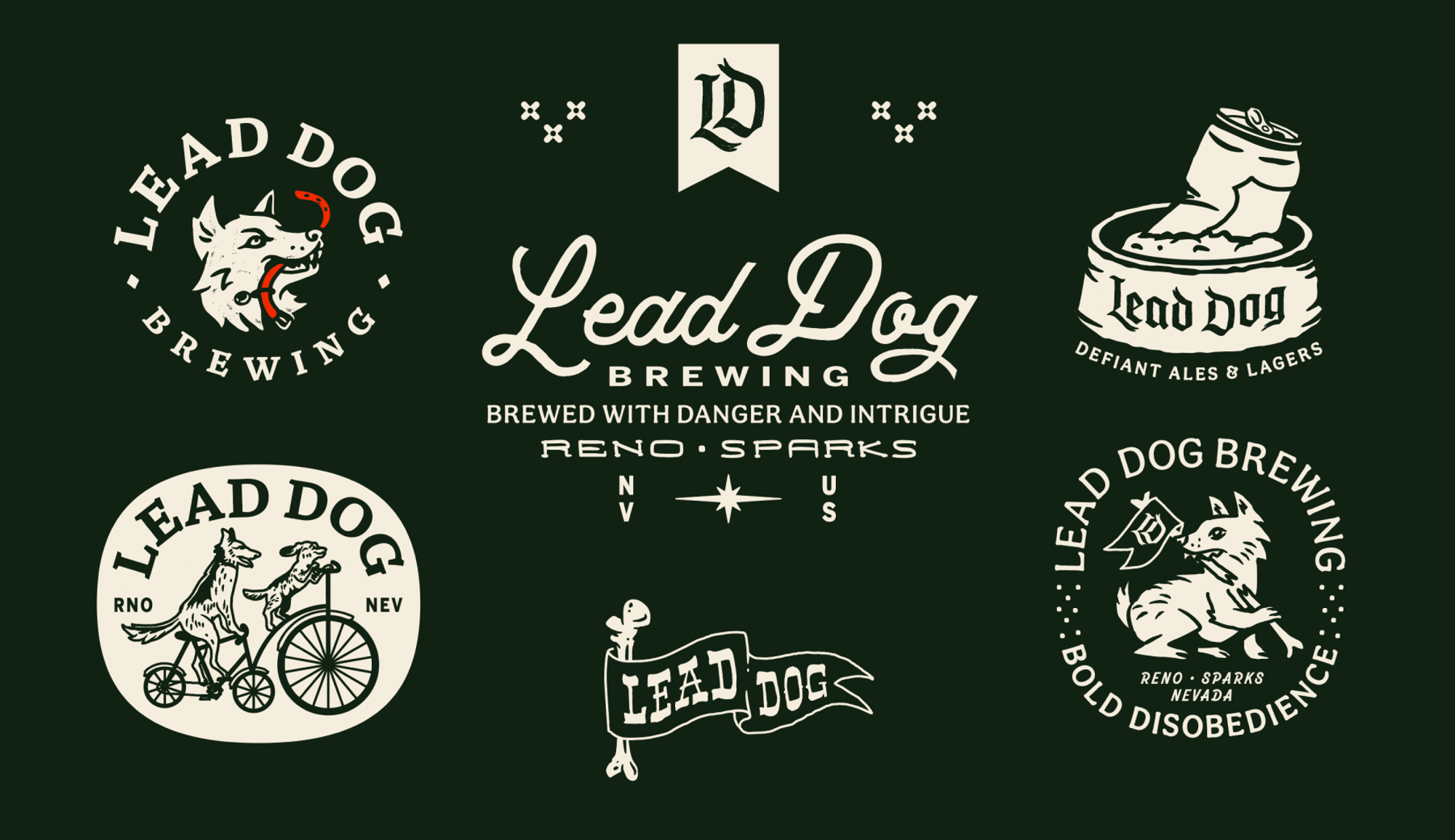 Tear Sheet showing logo design for Lead Dog Brewing