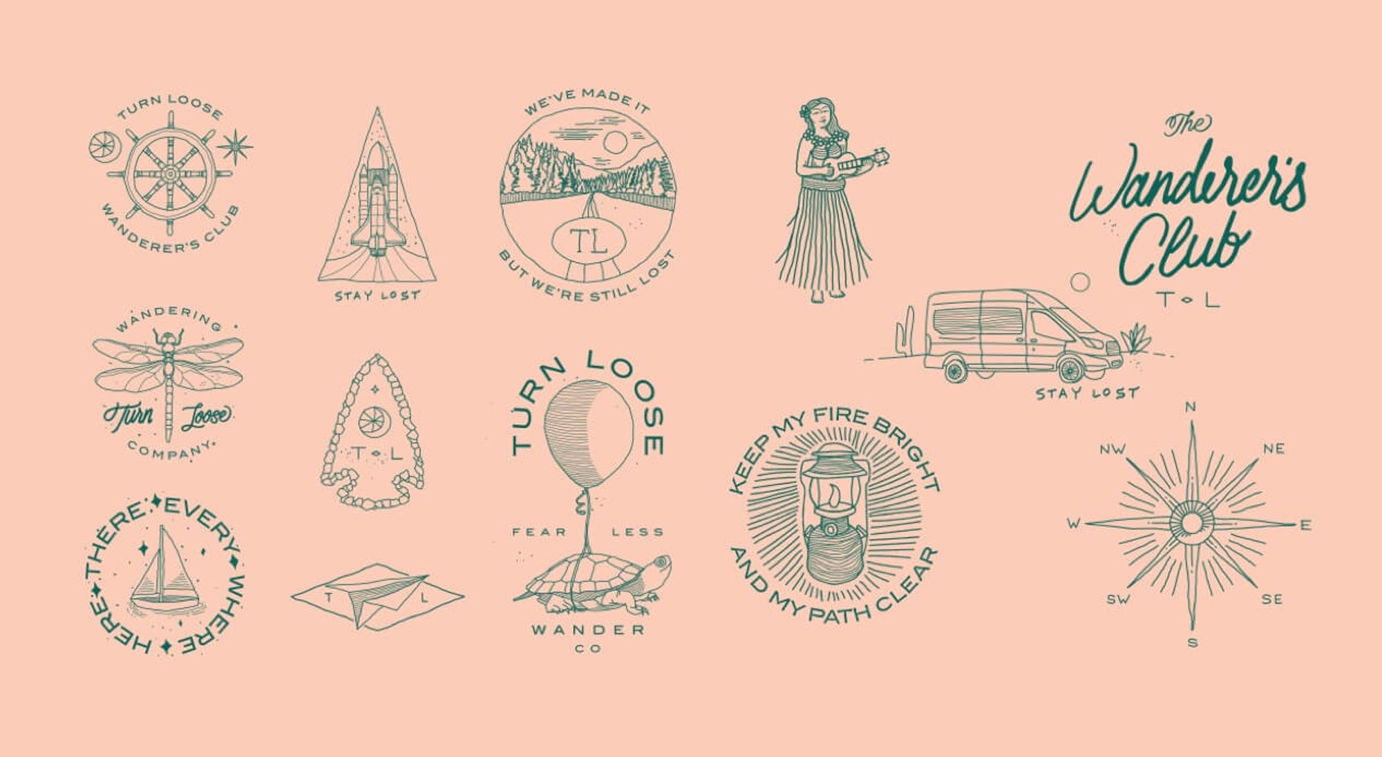 Turn loose identity and branding. Some badge and illustration exploration