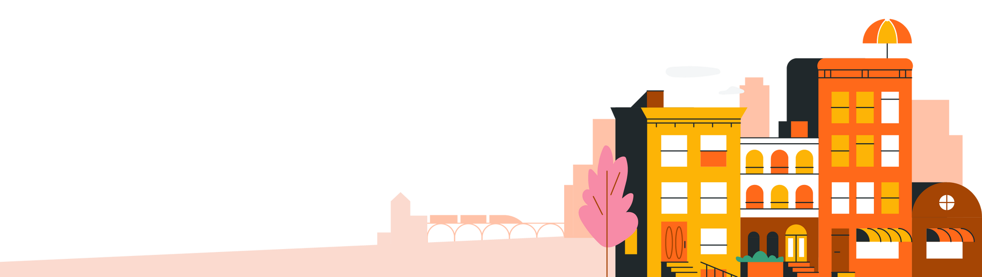 Neighborhood scene illustration