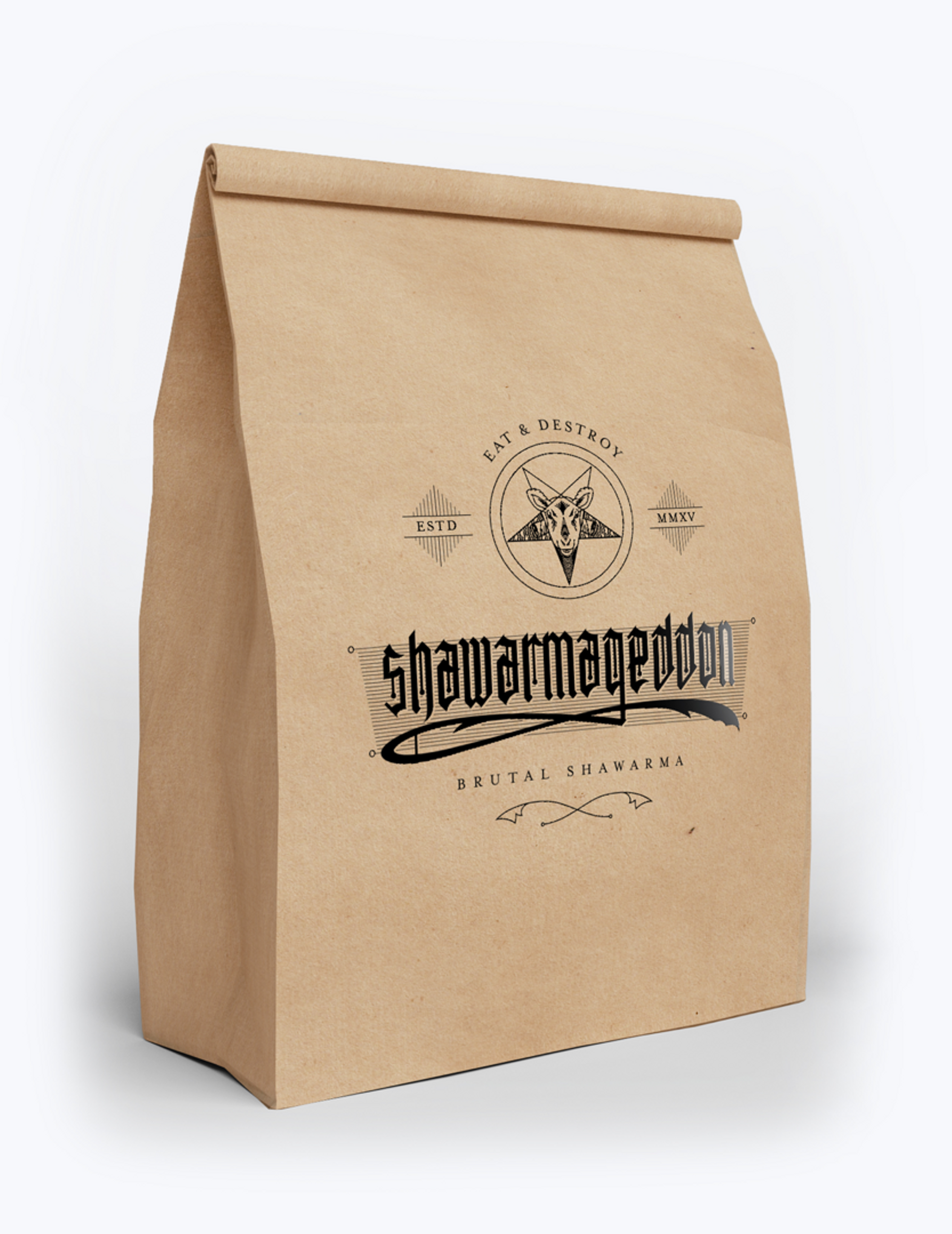 Shawarmageddon logo on bag