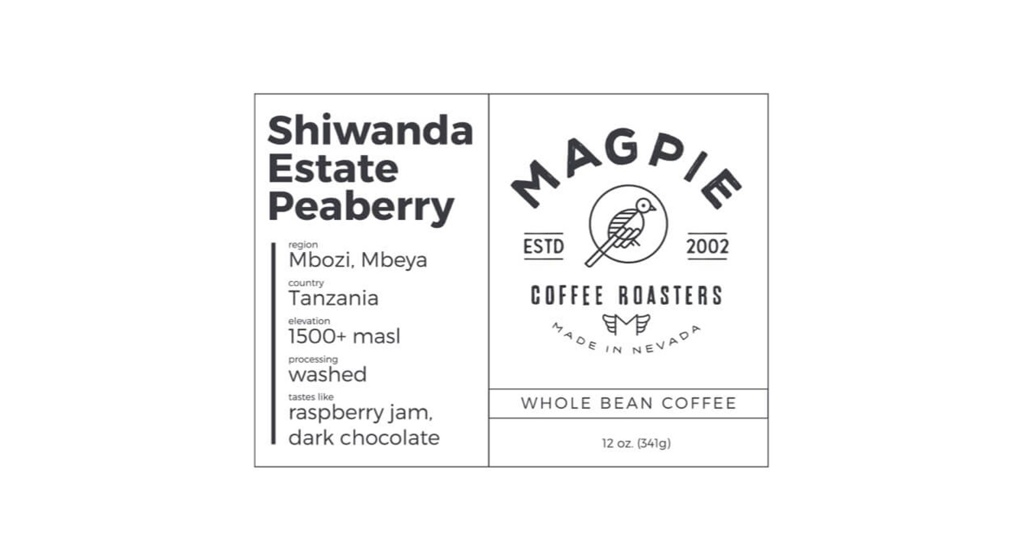 Magpie Coffee Roasters coffee packaging