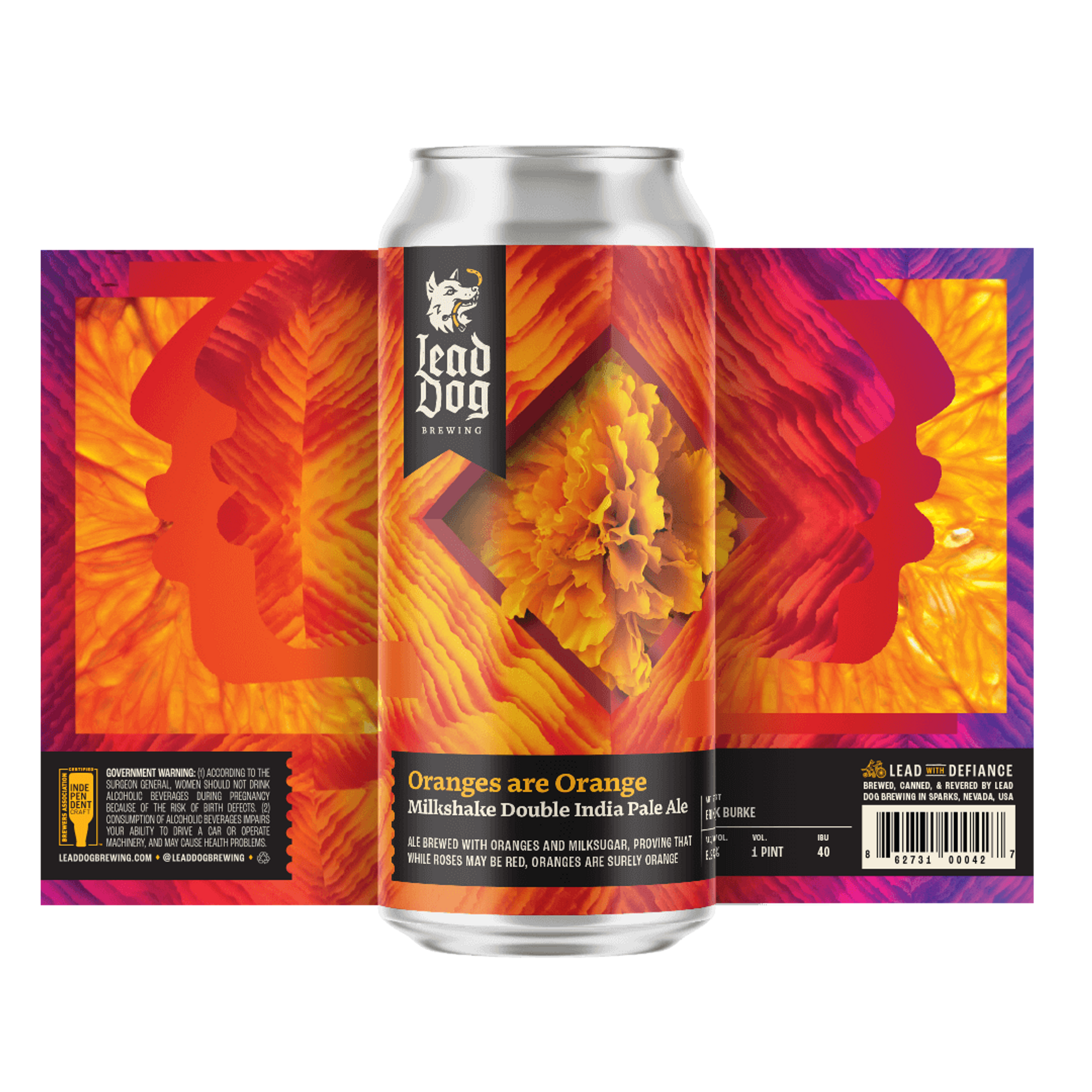 Beer Can Design for Oranges are Orange - Lead Dog Brewing