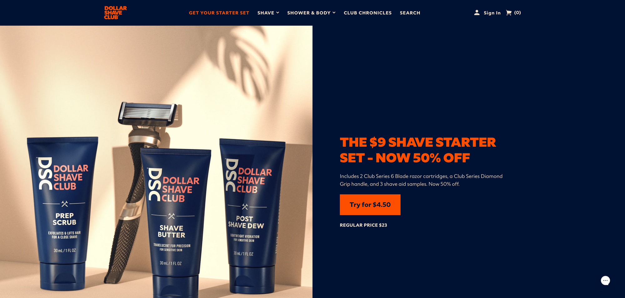 dollar shave club website screenshot