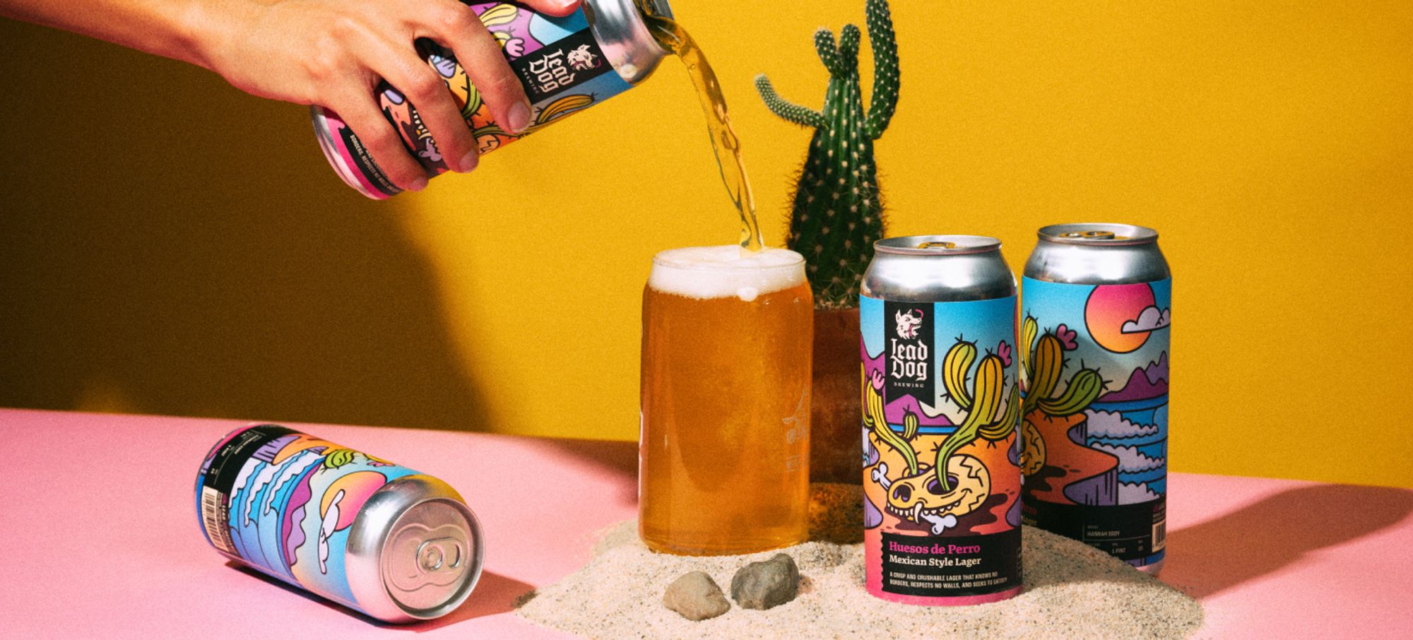 Commercial photography for Huesos de perro beer created by Lead Dog Brewing
