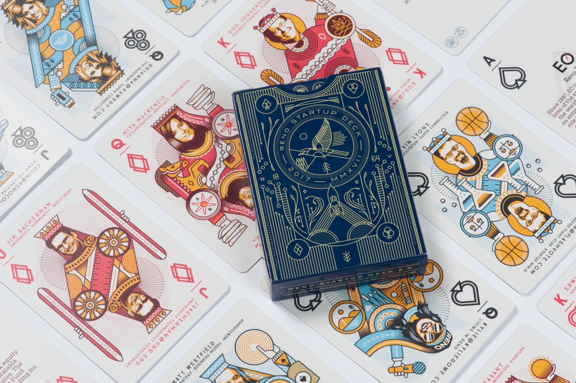 Startup Reno card deck illustration design