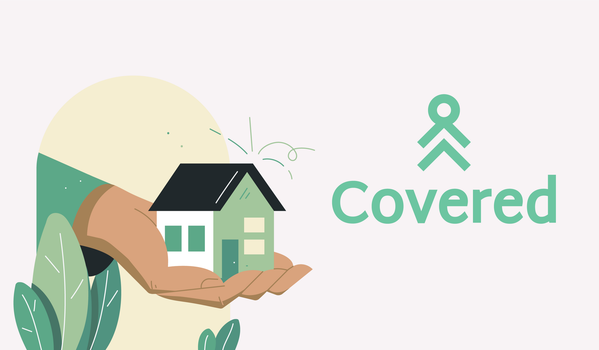 Covered house illustration and logo