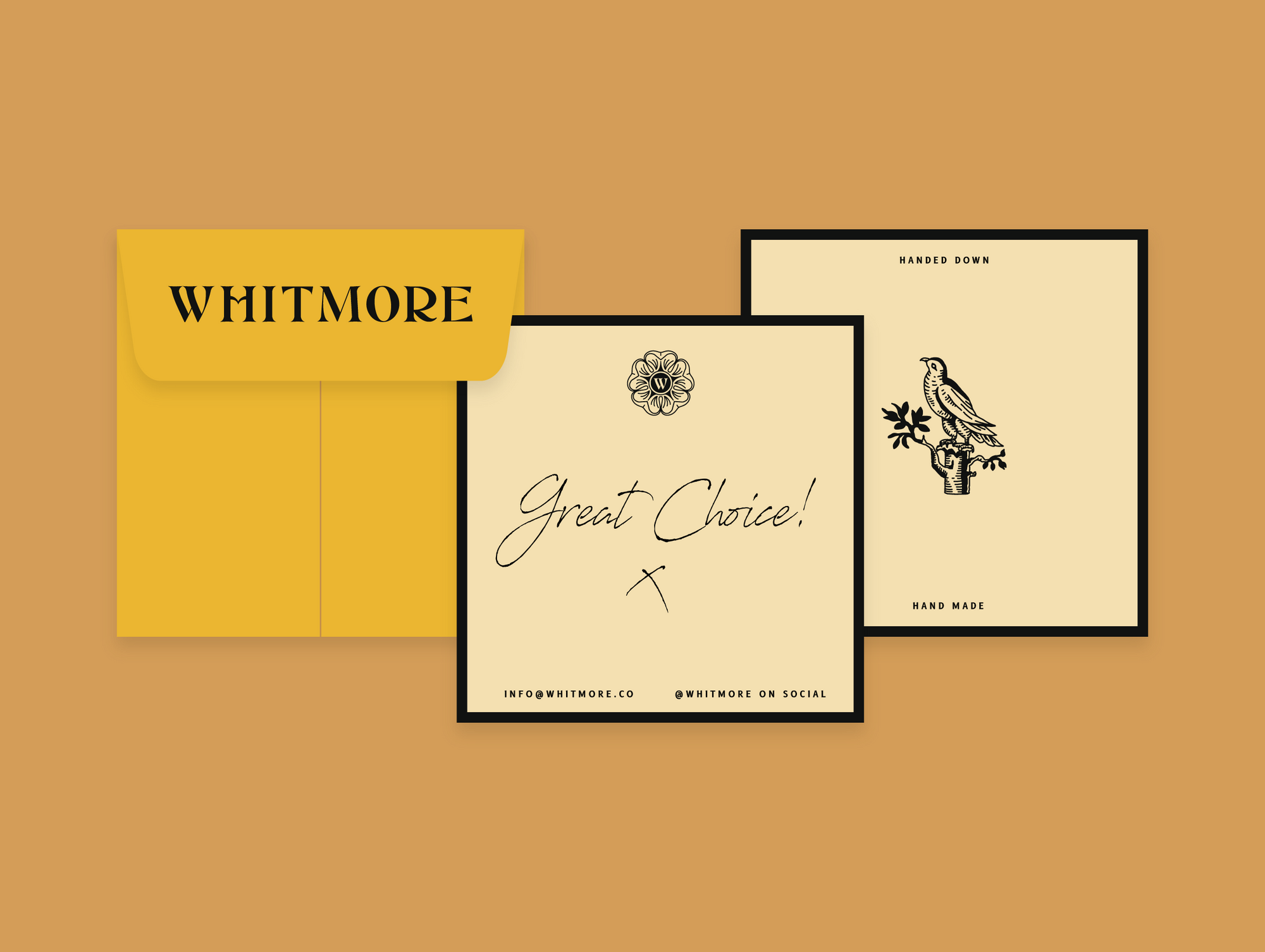 Thank You Card Bird Illustration Yellow Envelope