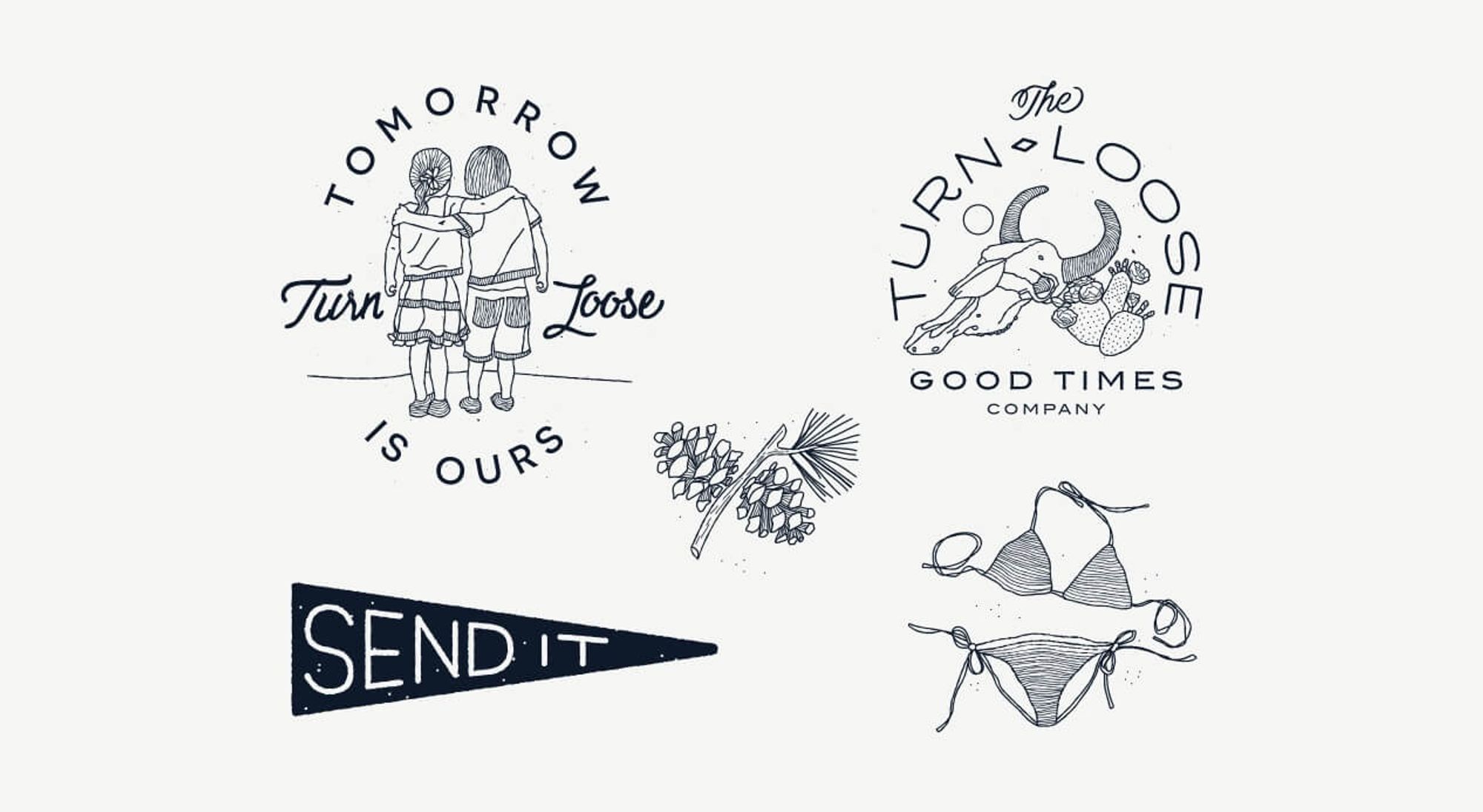 Turn loose identity and branding. Some badge and illustration exploration
