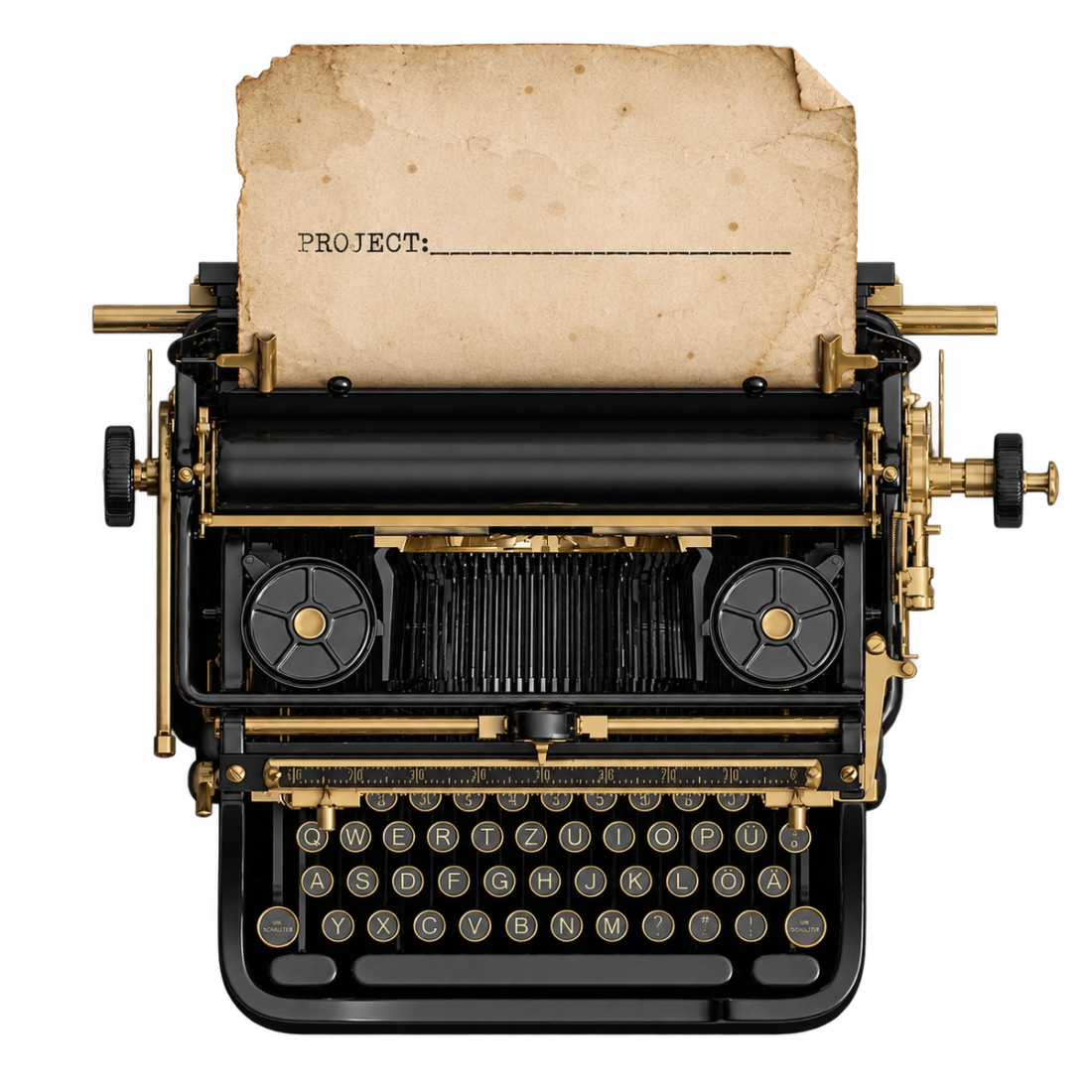 Vintage typewriter with a blank project sheet