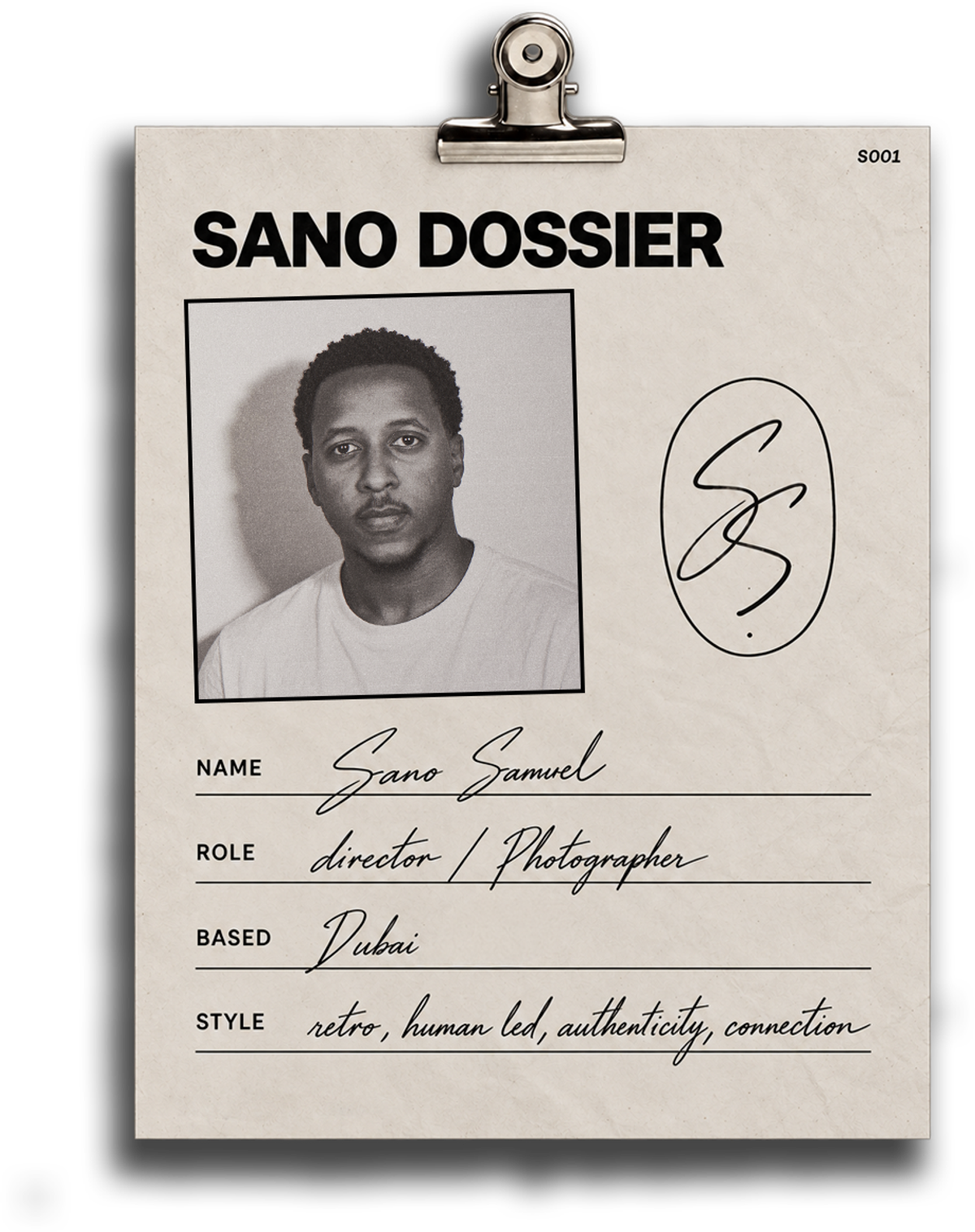 Sano’s creative employee card