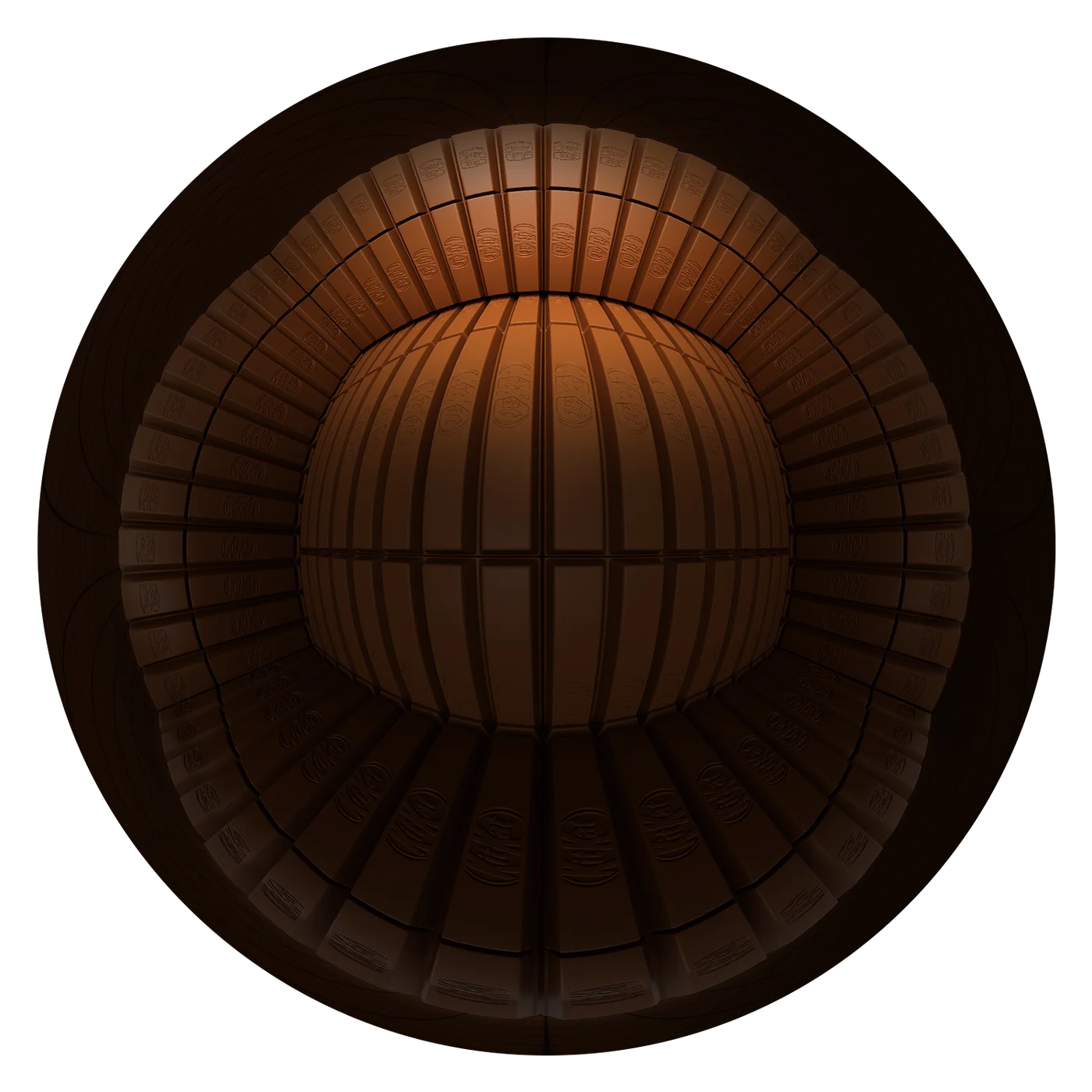Spherical 360° VR space rendered from chocolate bars