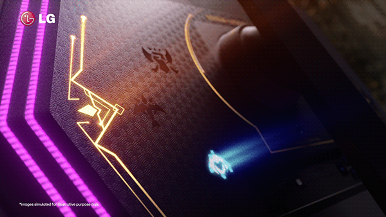 LG UltraGear × League of Legends Edition 갤러리 이미지 — 리그 오브 레전드 콜라보 모니터 제품 CGI 렌더링