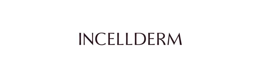 INCELLDERM RADIANSOME™ 100 와이드 배너 — 럭셔리 스킨케어 브랜드 타이포그래피 레이아웃