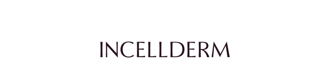 INCELLDERM RADIANSOME™ 100 와이드 배너 — 럭셔리 스킨케어 브랜드 타이포그래피 레이아웃