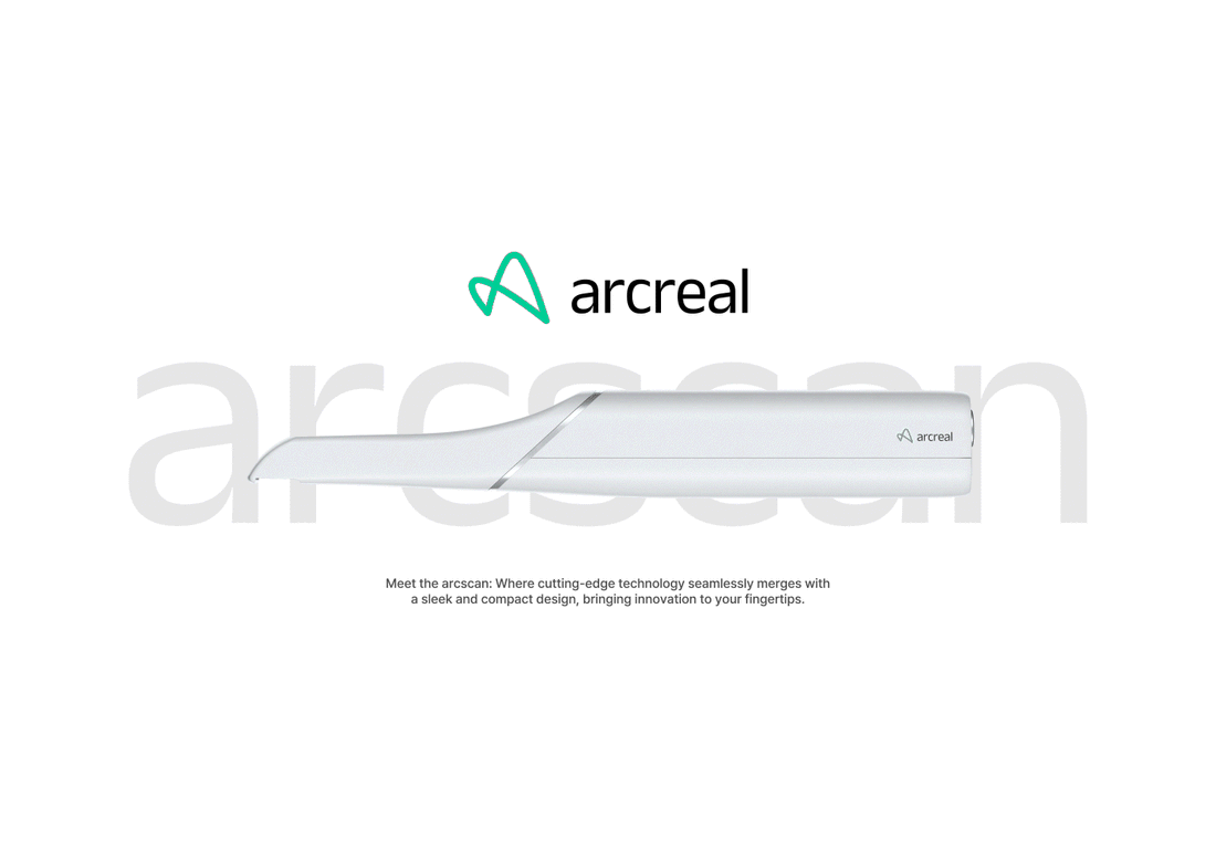 Arcreal 아크스캔 구강 스캐너 제품 상세 페이지 이미지 — CGI 3D 렌더링 애니메이션