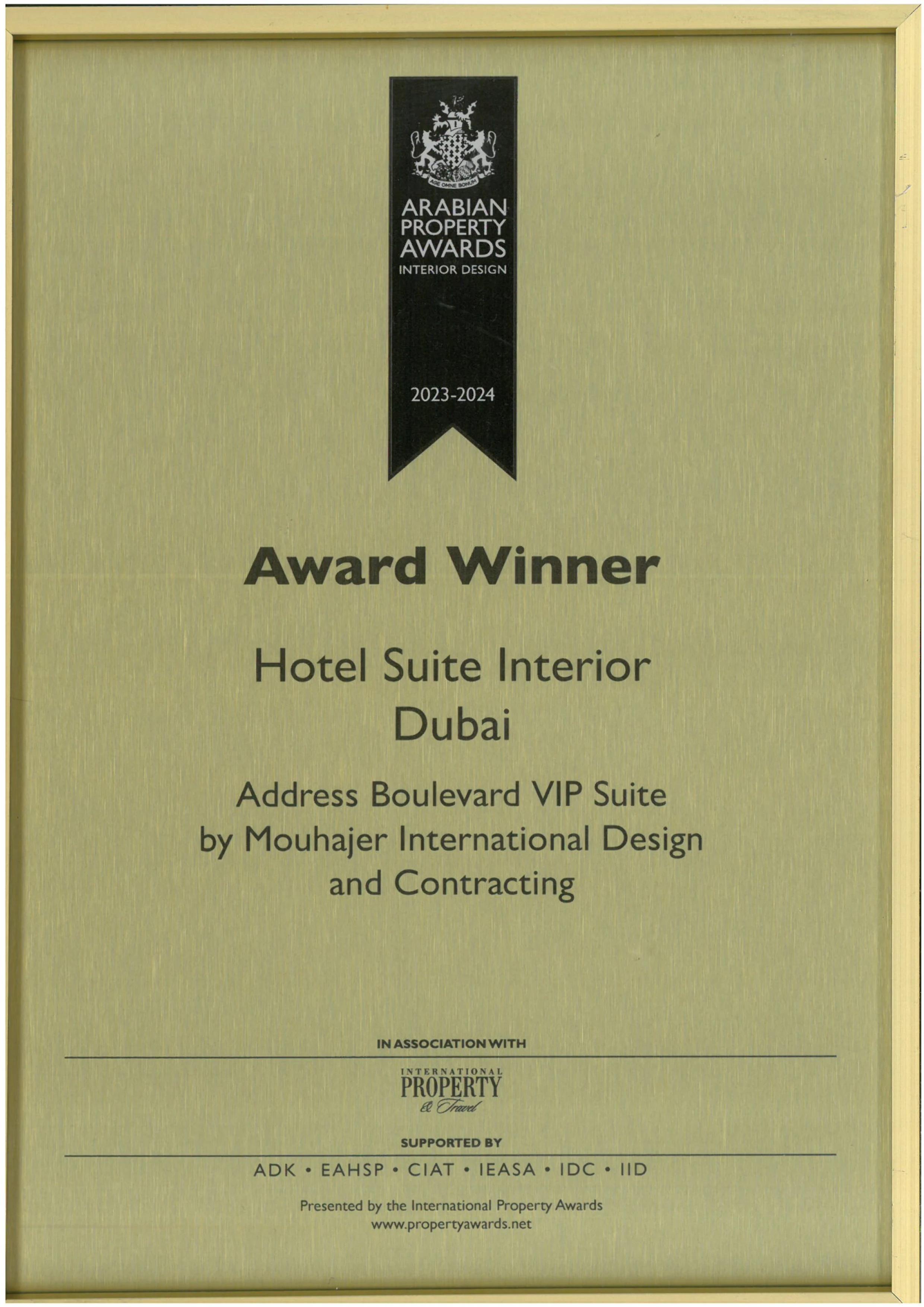 Award Winner for Hotel Suite Dubai