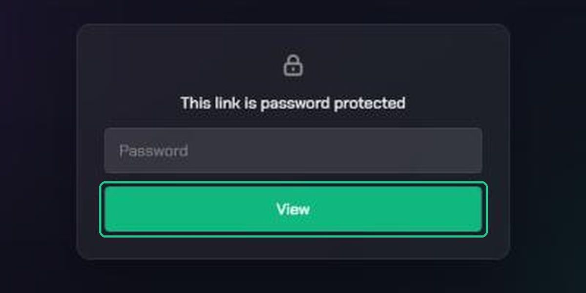 The password prompt on a shared link, with the View button highlighted