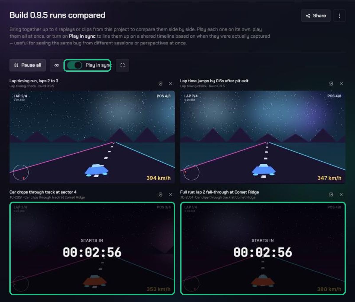 Play in sync running with countdowns