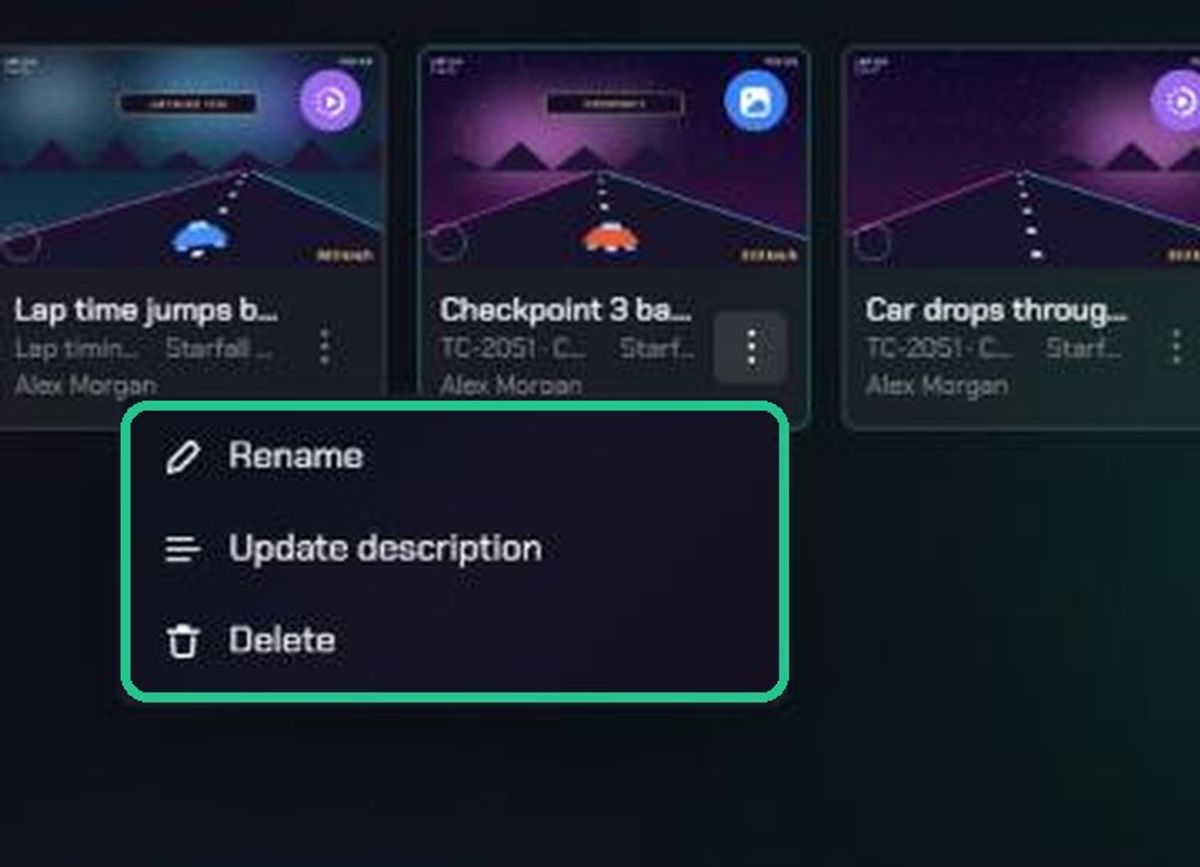 An item menu in the Content Library