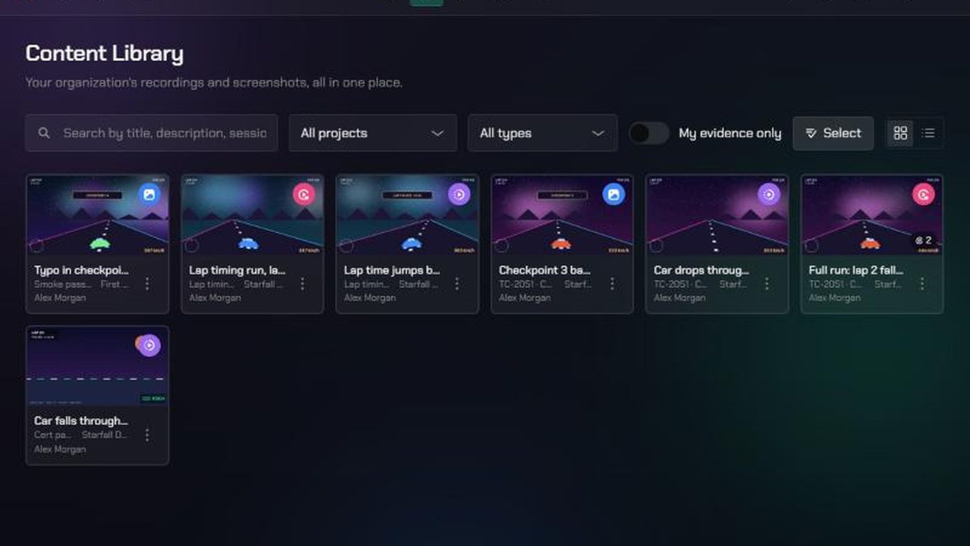The Content Library in Grid view.