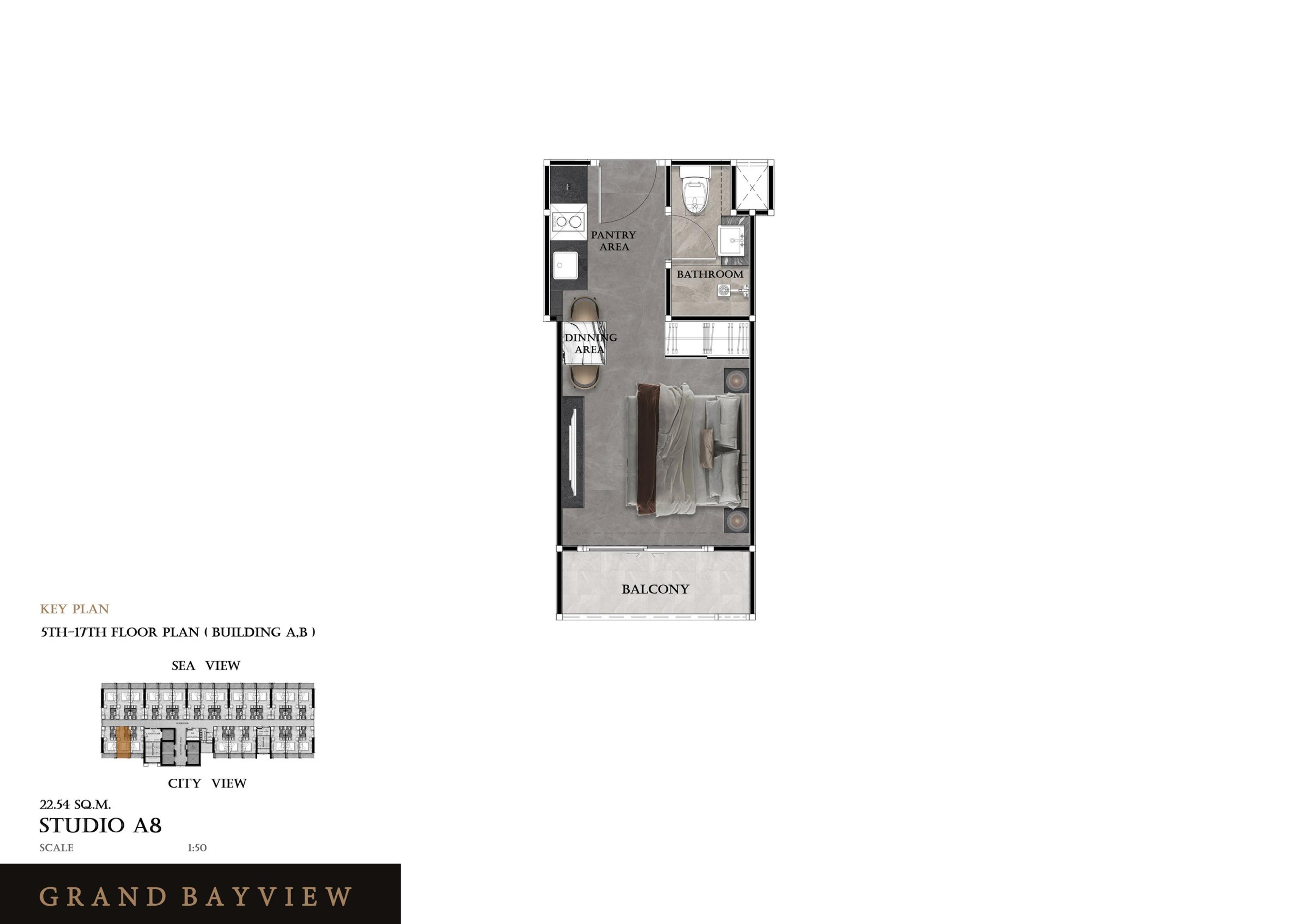 Grand View Bay Studio 23 m² — Meerblick — Central Pattaya, Pattaya — 3