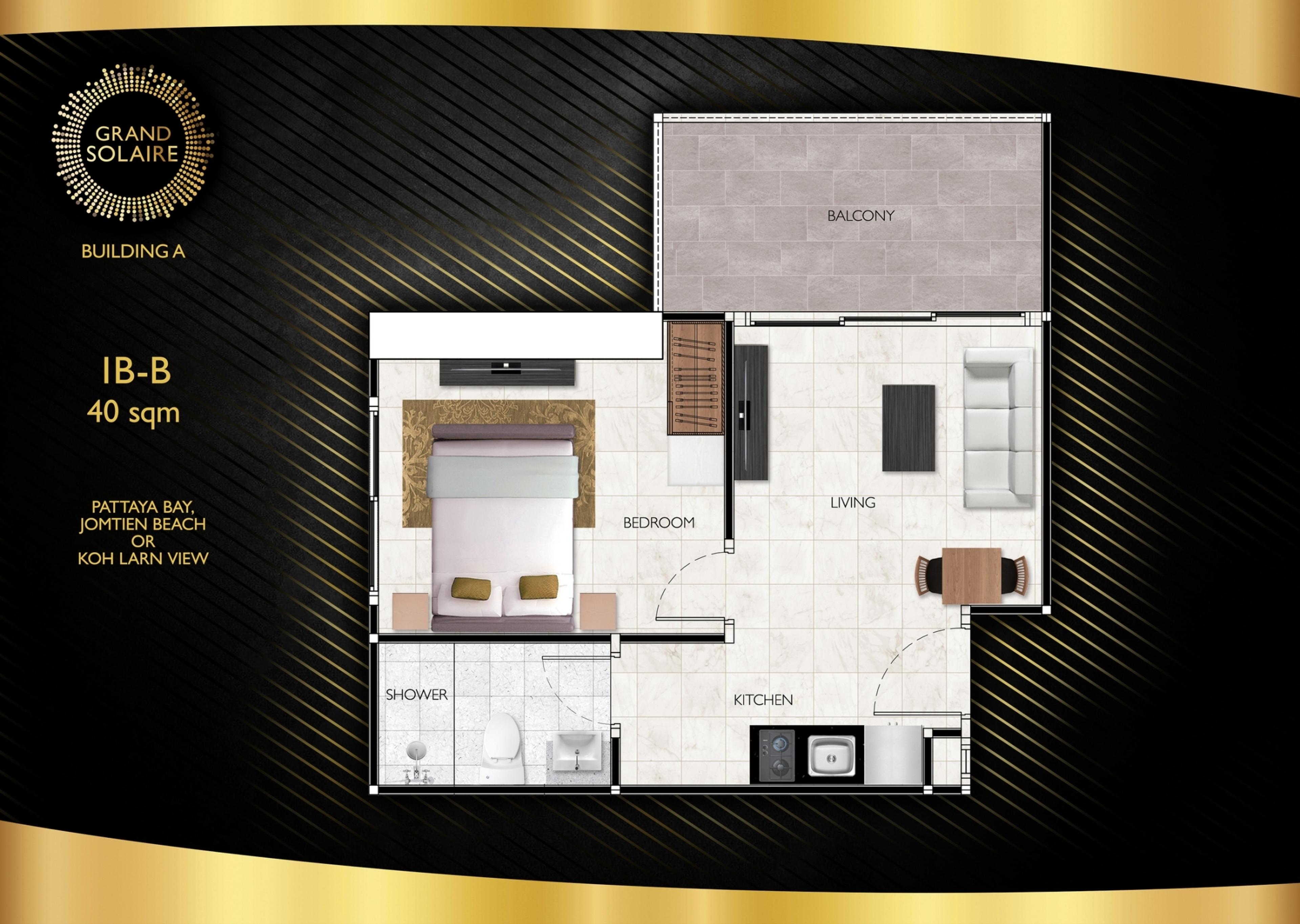 Grand Solaire Pattaya — 1-værelses lejlighed 40 m² — Pratumnak, Pattaya