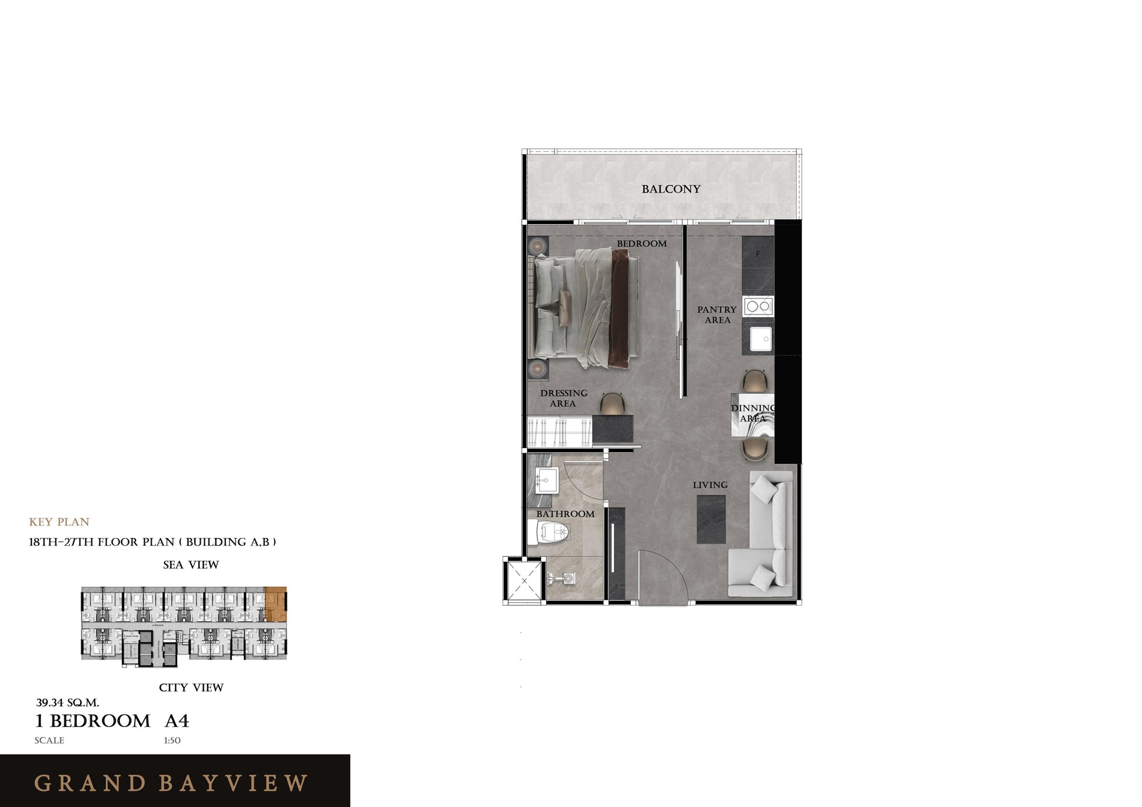 Grand View Bay 1-Zimmer-Wohnung 40 m² — Stadtblick — Central Pattaya, Pattaya — 2