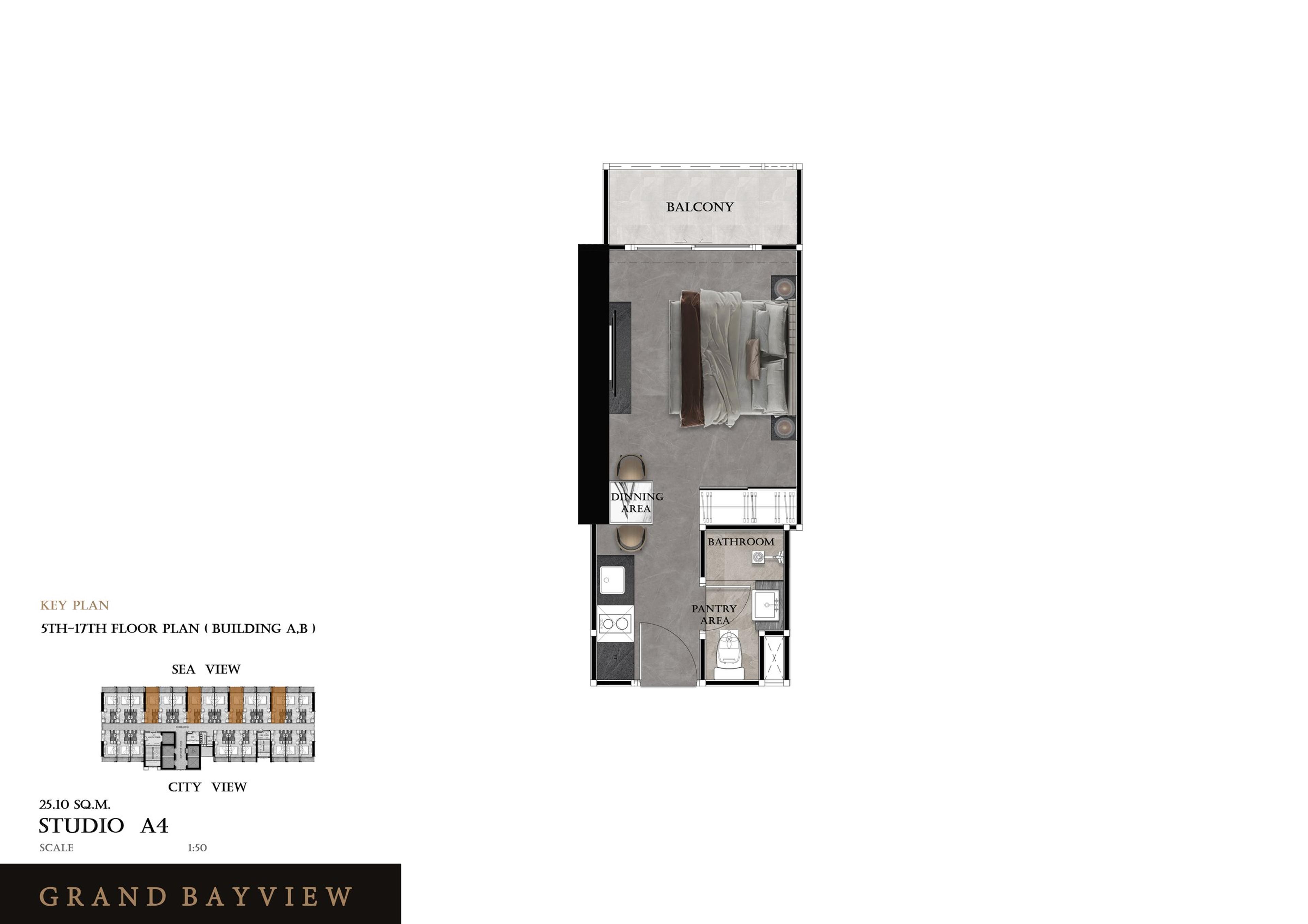 Grand View Bay Studio 23 m² — Meerblick — Central Pattaya, Pattaya — 2