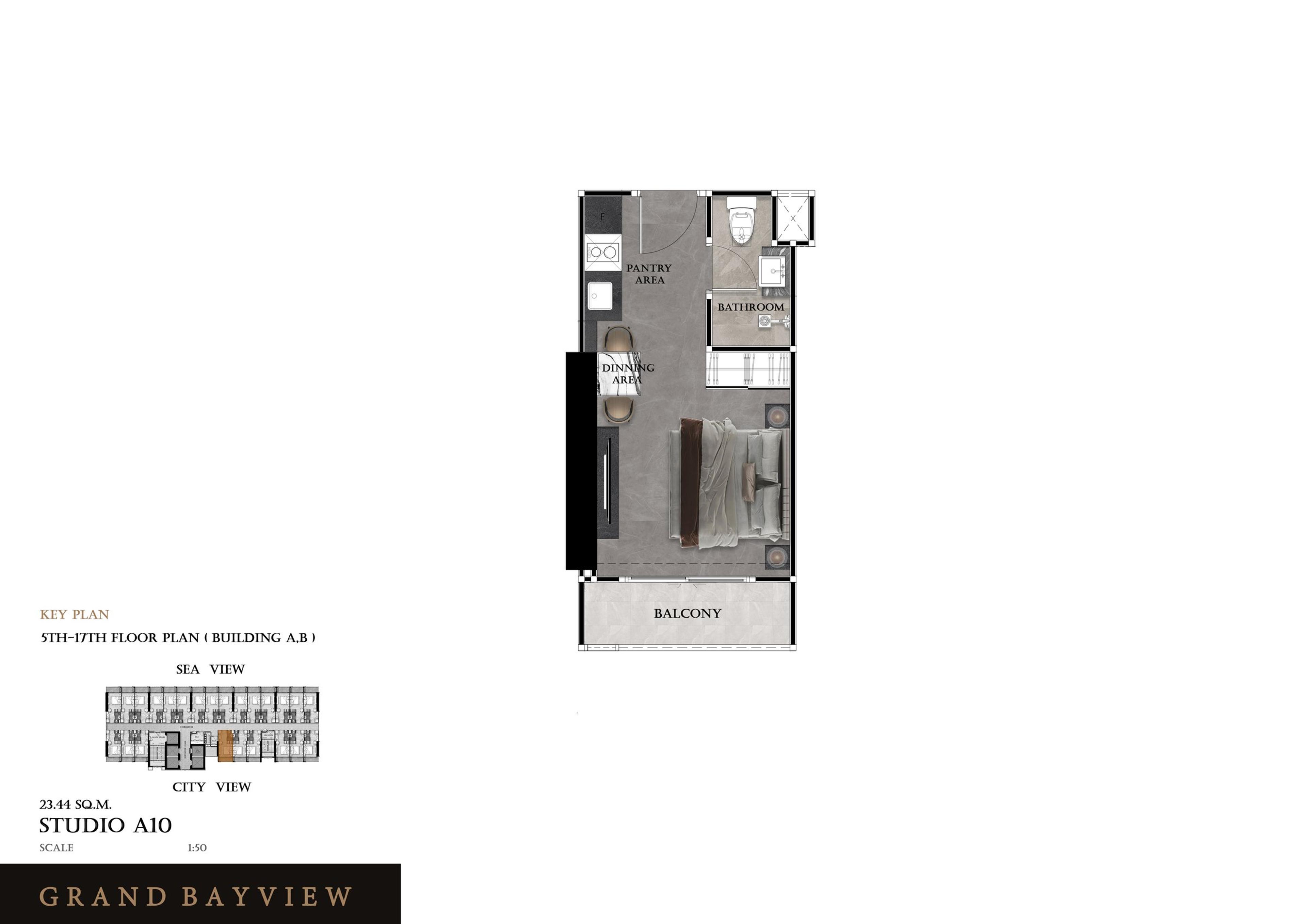 Grand View Bay Studio 26 m² — Byudsigt — Central Pattaya, Pattaya