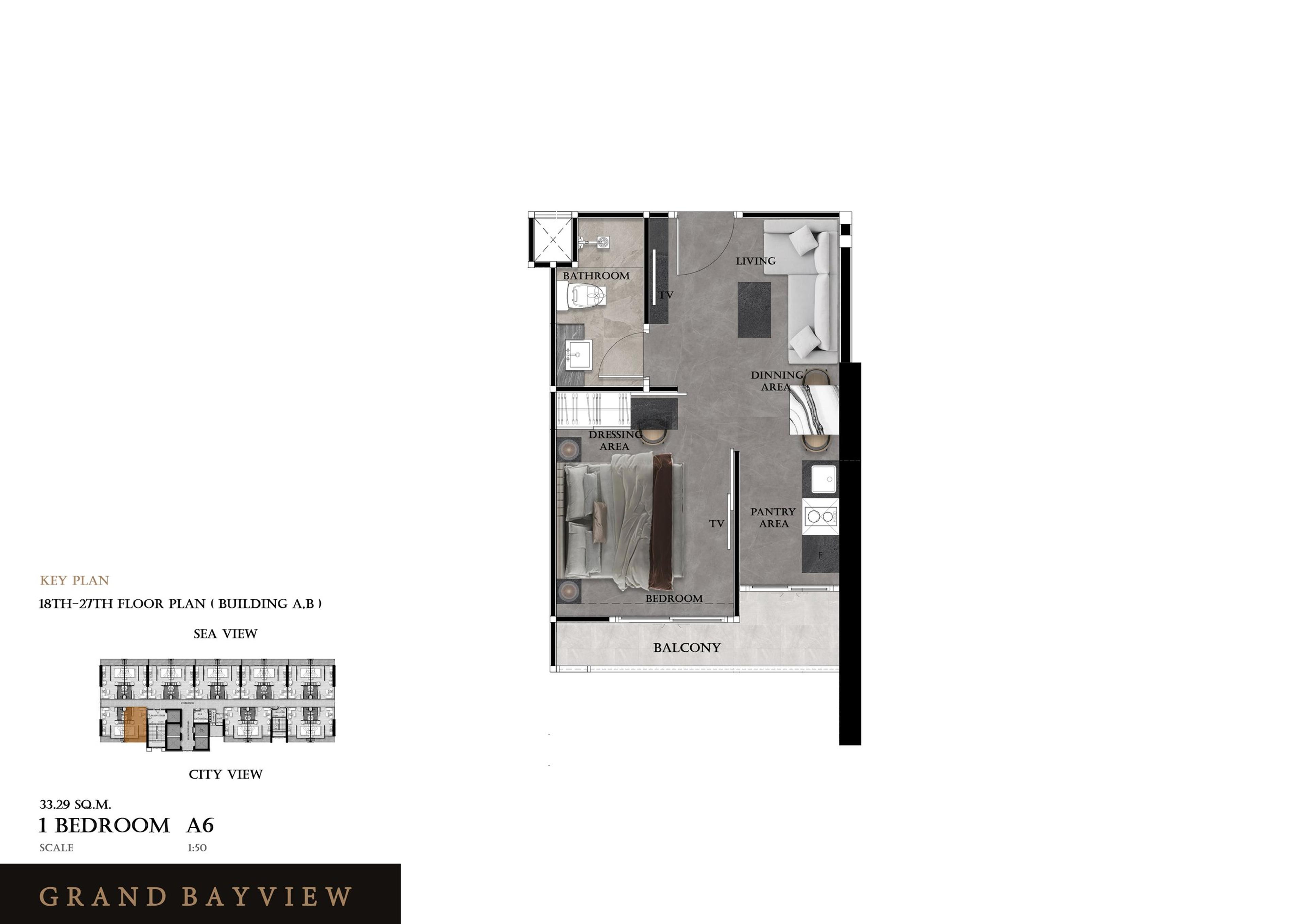 Grand View Bay 1-Zimmer-Wohnung 40 m² — Stadtblick — Central Pattaya, Pattaya — 3