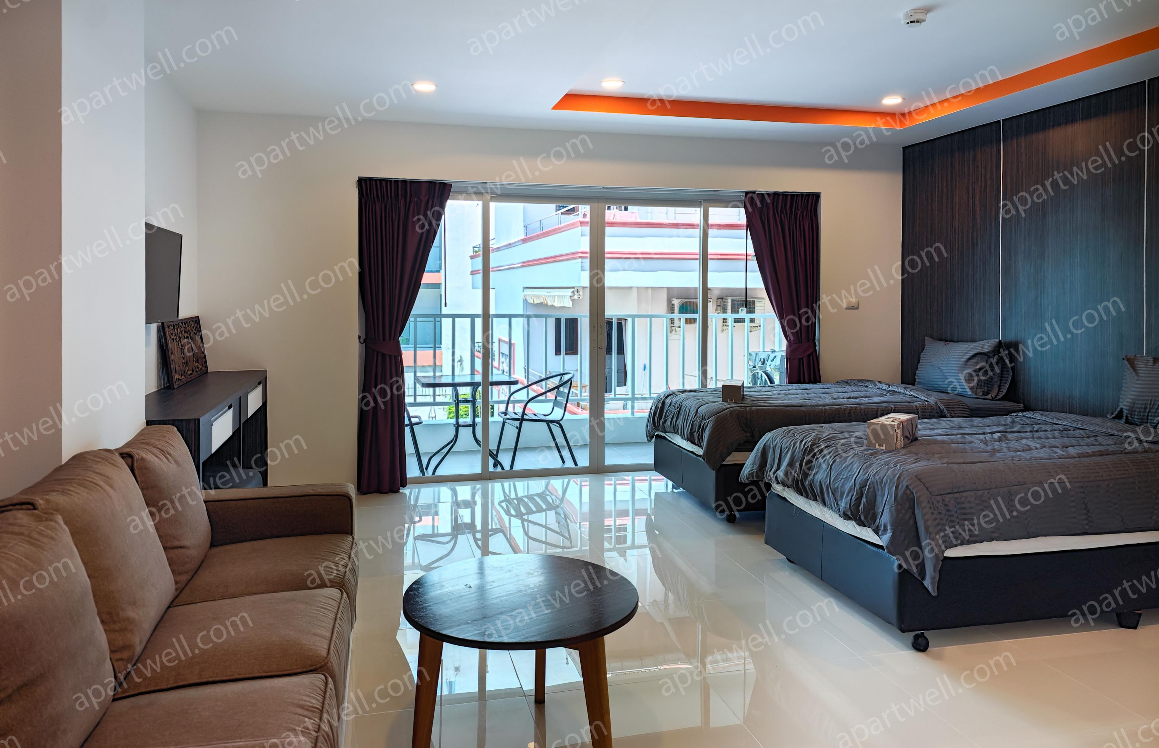 Living room interior at New Nordic Suites 6, Pratumnak