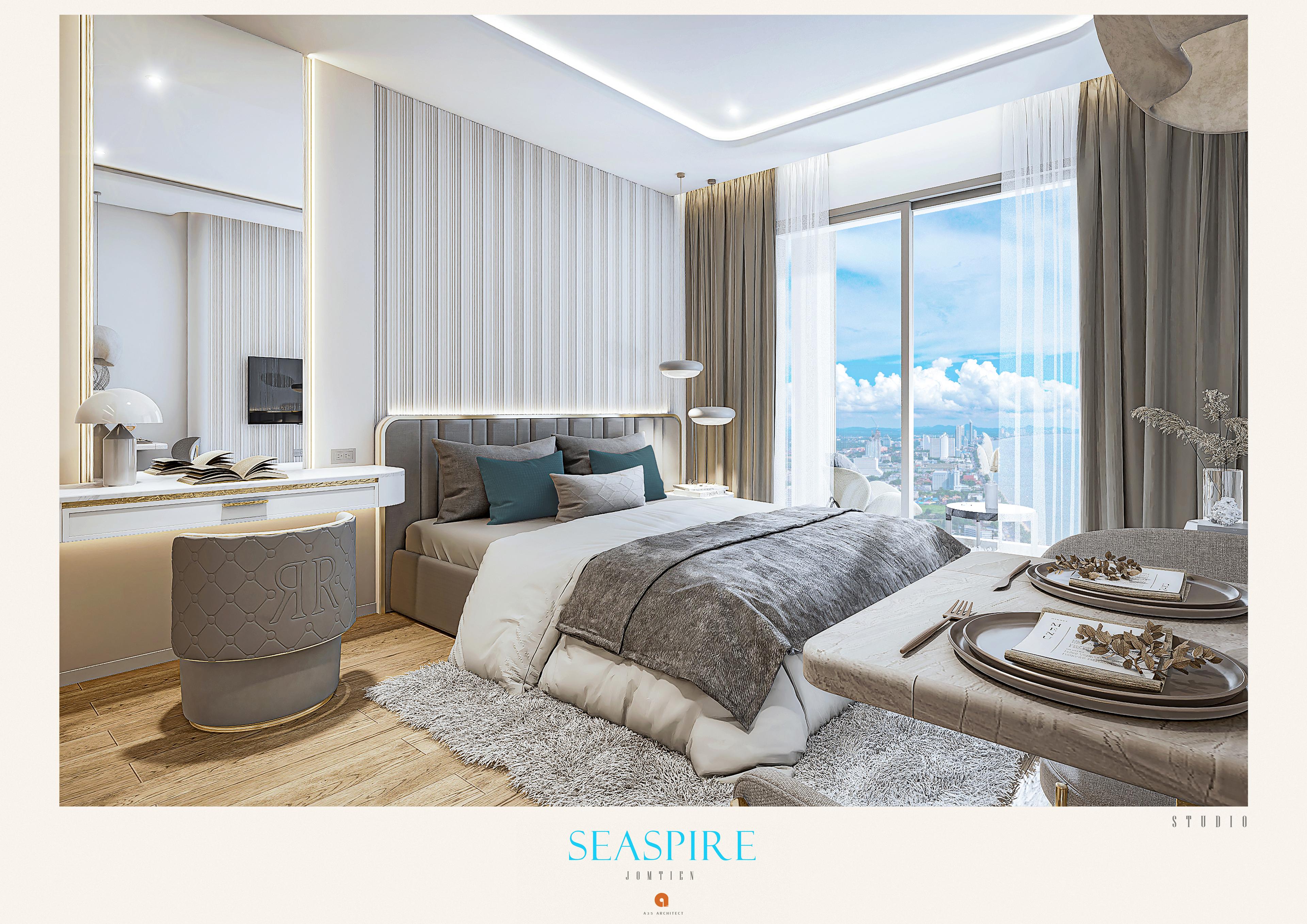 Seaspire Jomtien — Monolocale, Vista su Sattahip 29,75 mq — Jomtien, Pattaya