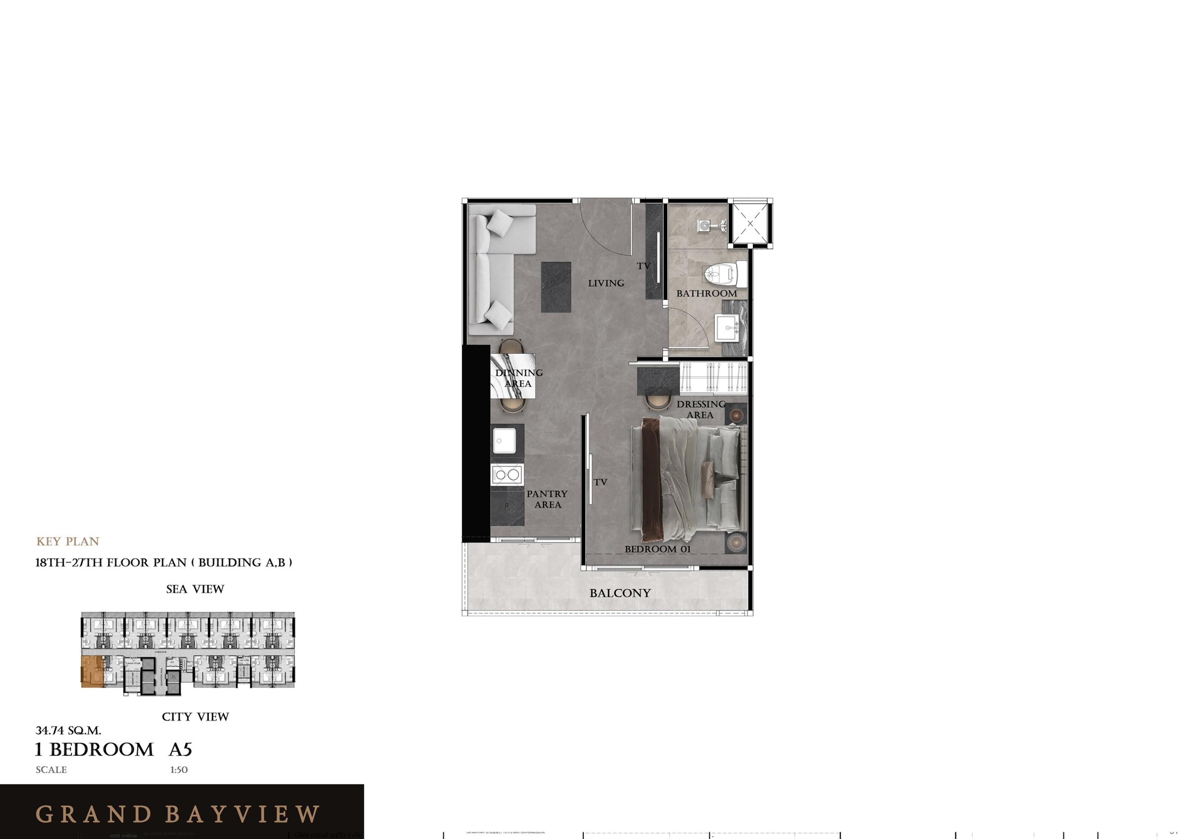 Grand View Bay 1-Værelses 35 m² — Havudsigt — Central Pattaya, Pattaya — 3
